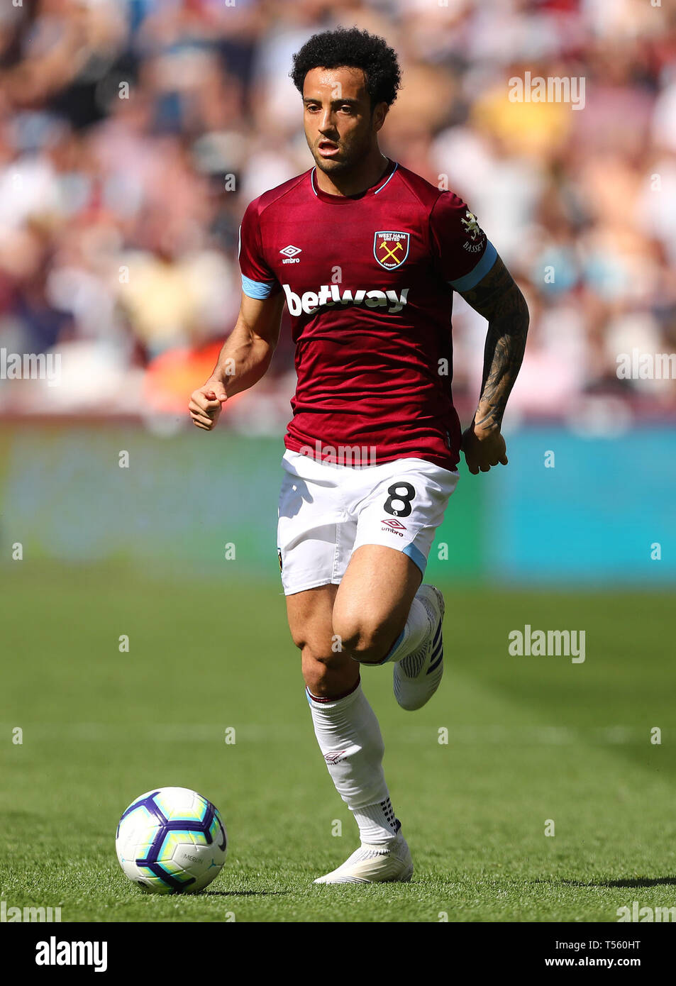 Felipe Anderson del West Ham United - West Ham United v Leicester City, Premier League, London Stadium, Londra (Stratford) - xx aprile 2019 Editorial Foto Stock