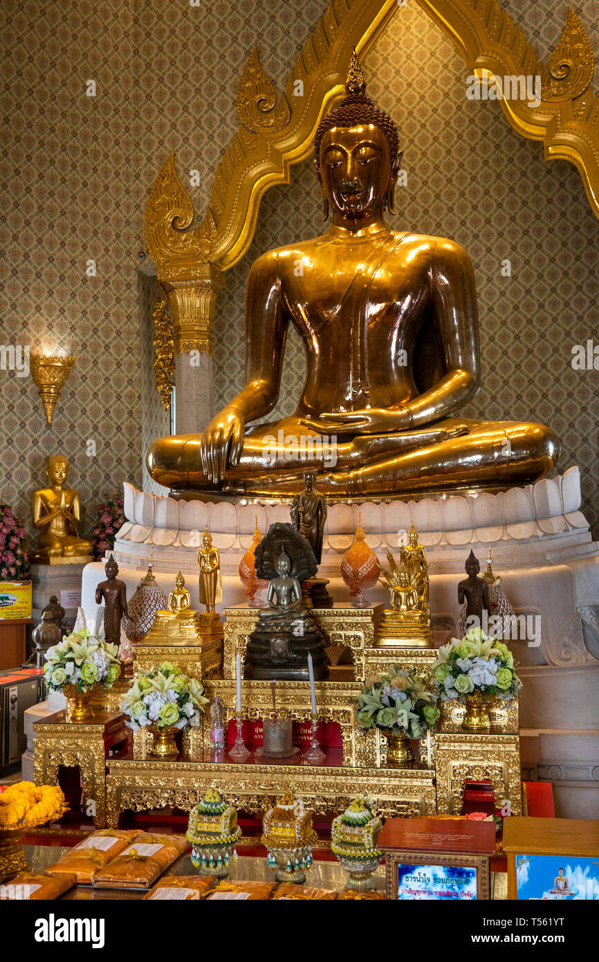 Thailandia, Bangkok, Thanon Charoen Krung, Wat Traimit, Golden Buddha Phra Phuttha Maha Suwana Patimakon Foto Stock