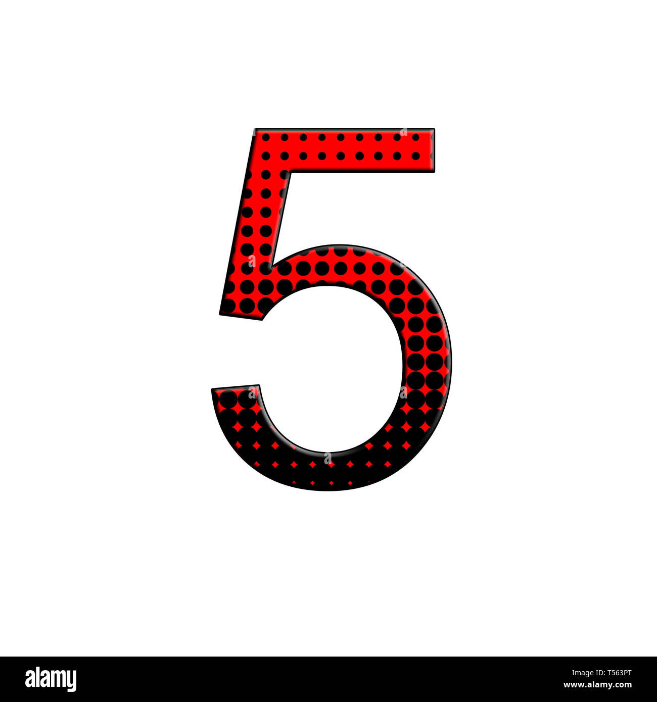 Numero 5 illustrazione isolato su sfondo bianco. Mezzitoni gradiente bicromatica. Foto Stock