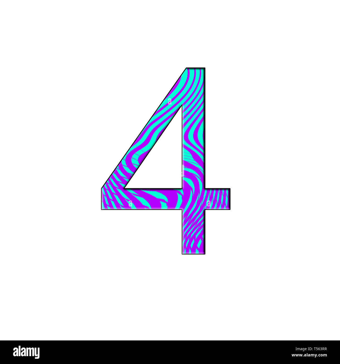 Numero 4 illustrazione isolato su sfondo bianco. Mezzitoni gradiente bicromatica. Il blu e il colore viola. Foto Stock