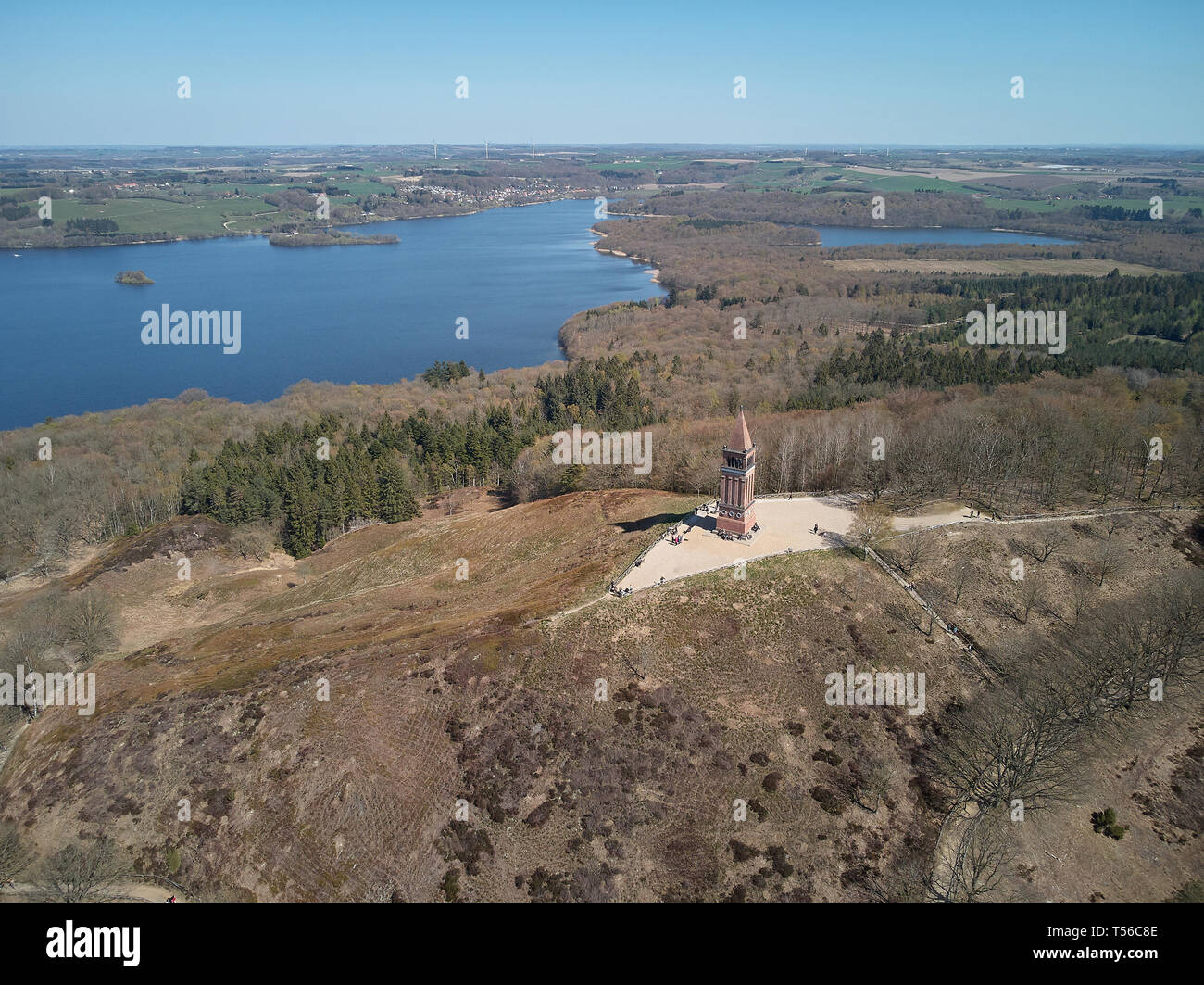 Vista aerea della montagna del paradiso situato tra Ry e Silkeborg in Danimarca Foto Stock