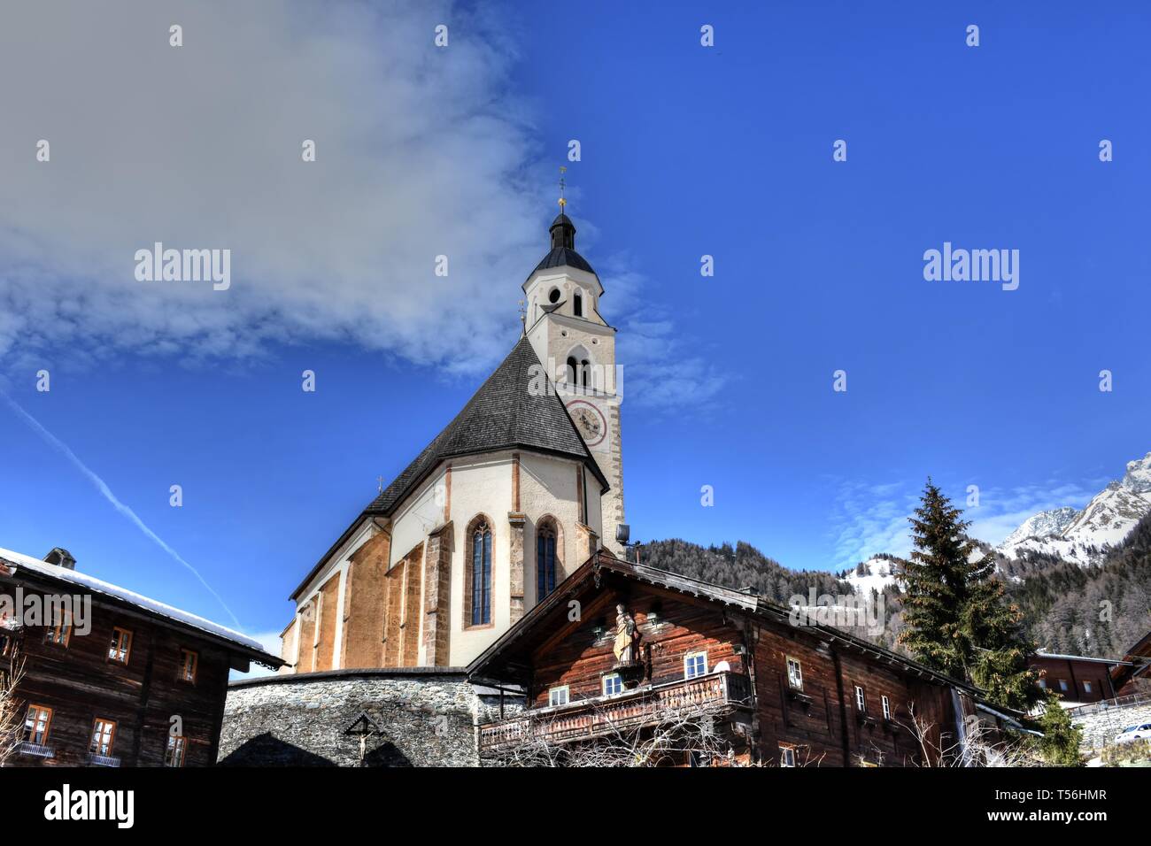 Osttirol, Virgental, Obermauern, Virgen, Kirche, Dorf, tradizione, Wallfahrtskirche, Maria Schnee, Gotik, gotisch, spätgotisch, Spätgotik, Turm, Kircht Foto Stock