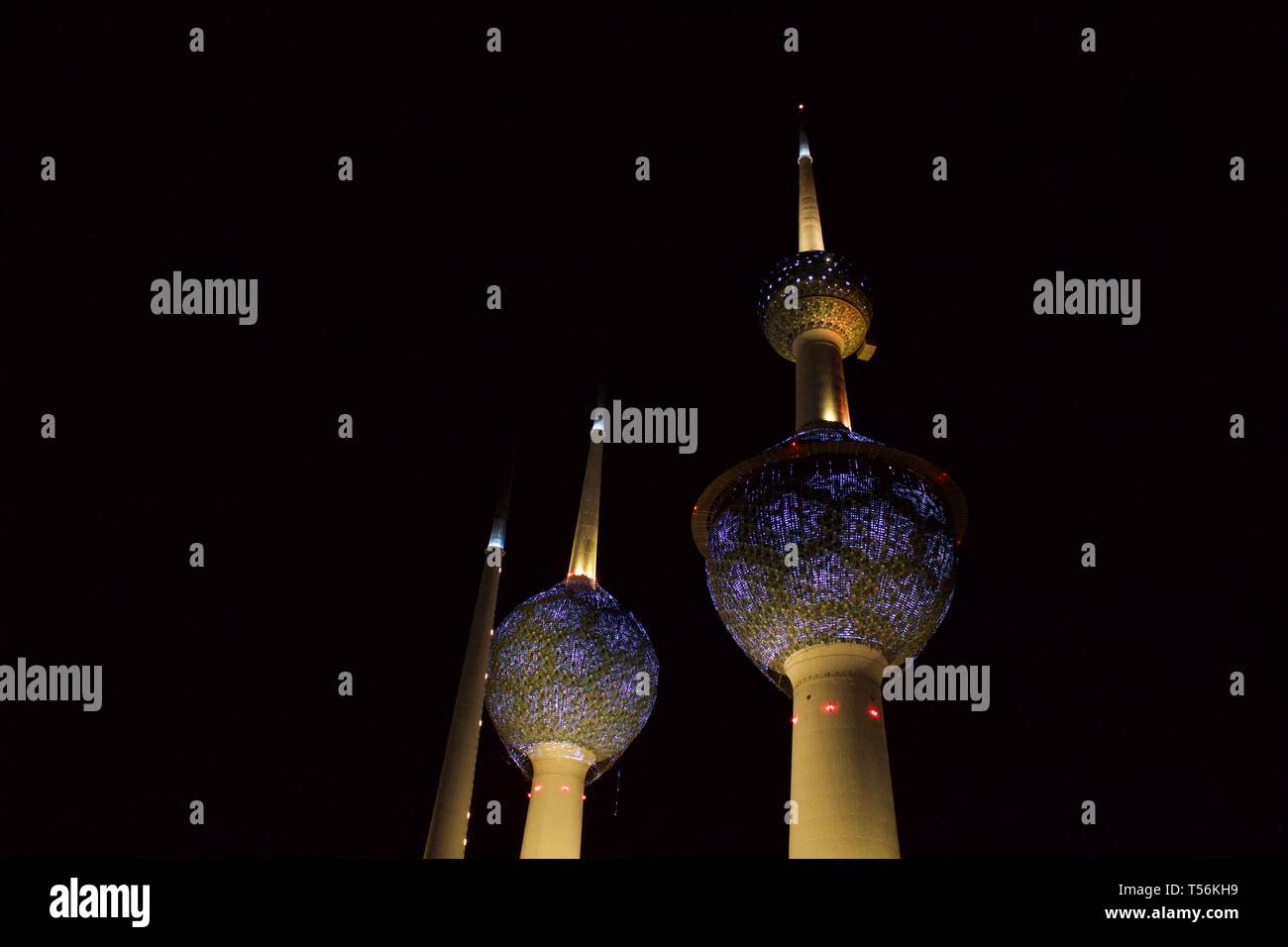 Kuwait torre faro e vista mare Foto Stock