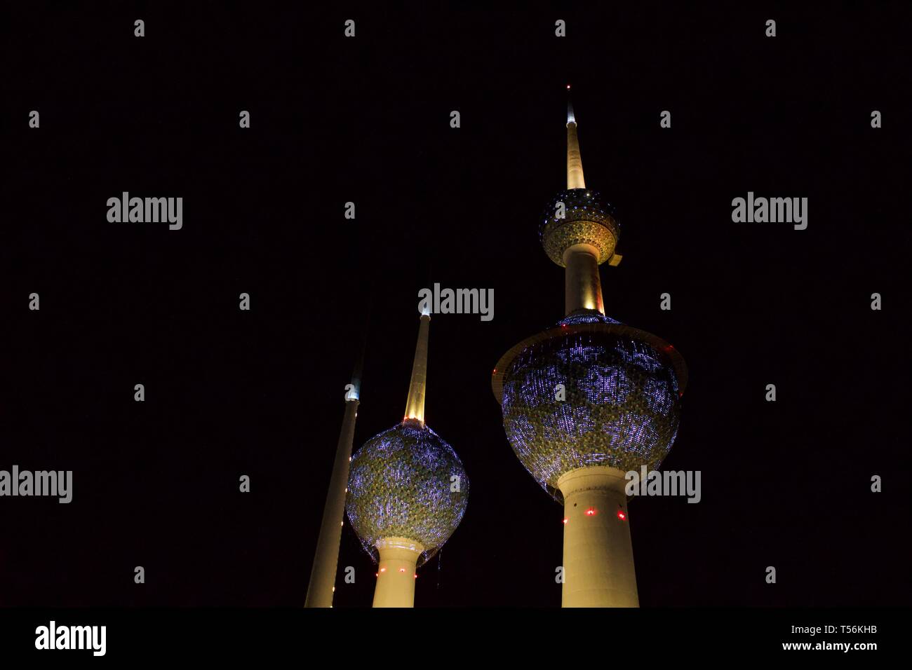 Kuwait torre faro e vista mare Foto Stock