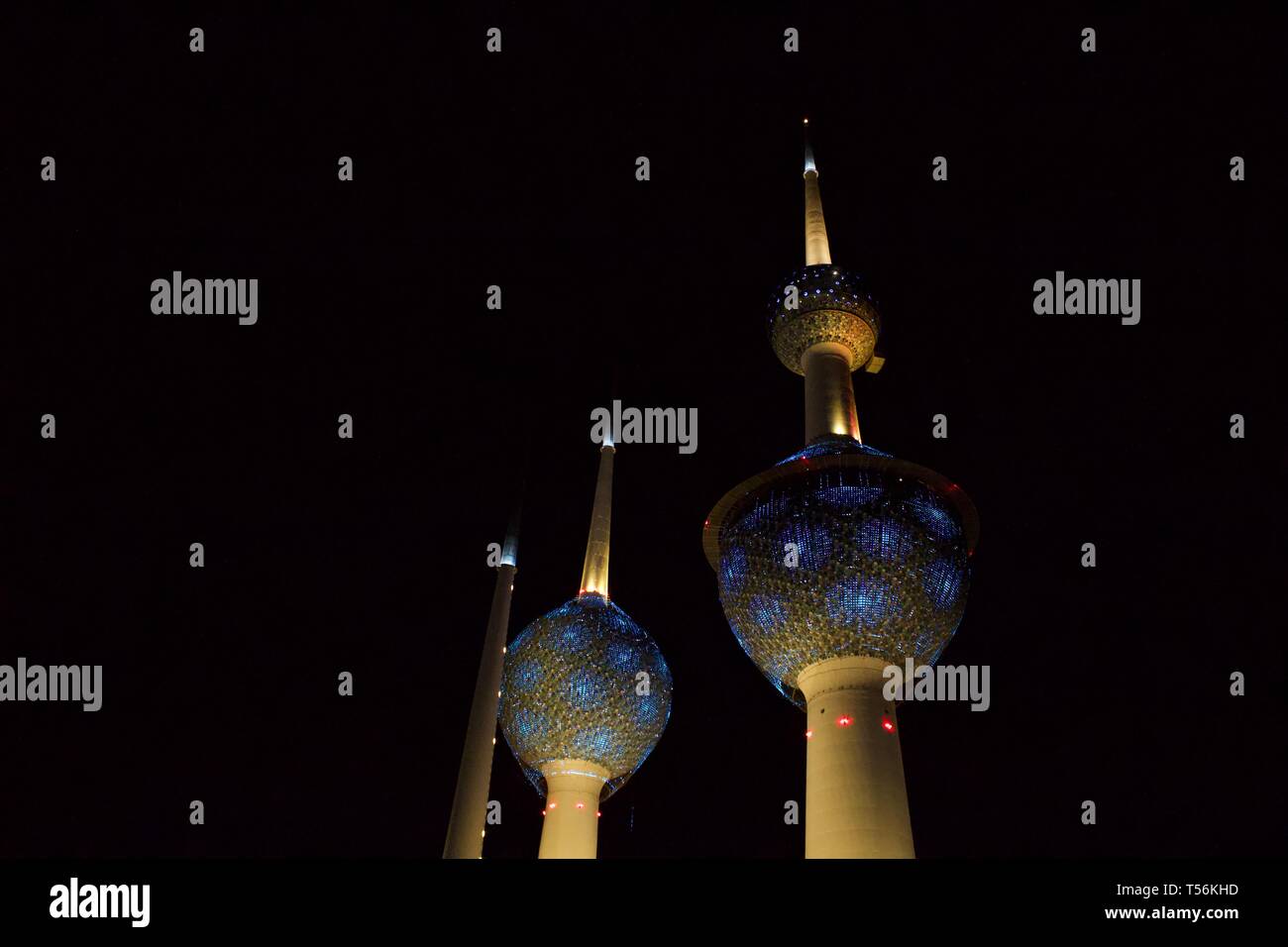 Kuwait torre faro e vista mare Foto Stock