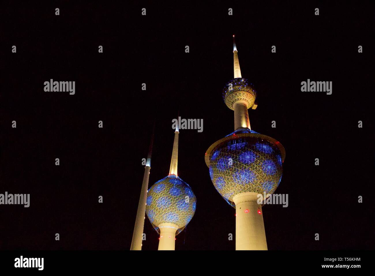 Kuwait torre faro e vista mare Foto Stock