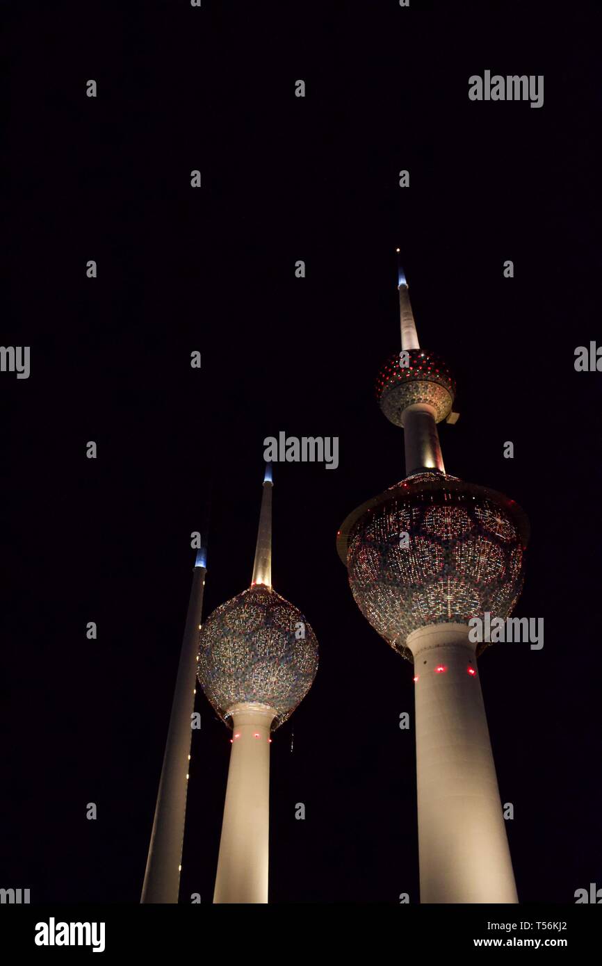 Kuwait torre faro e vista mare Foto Stock