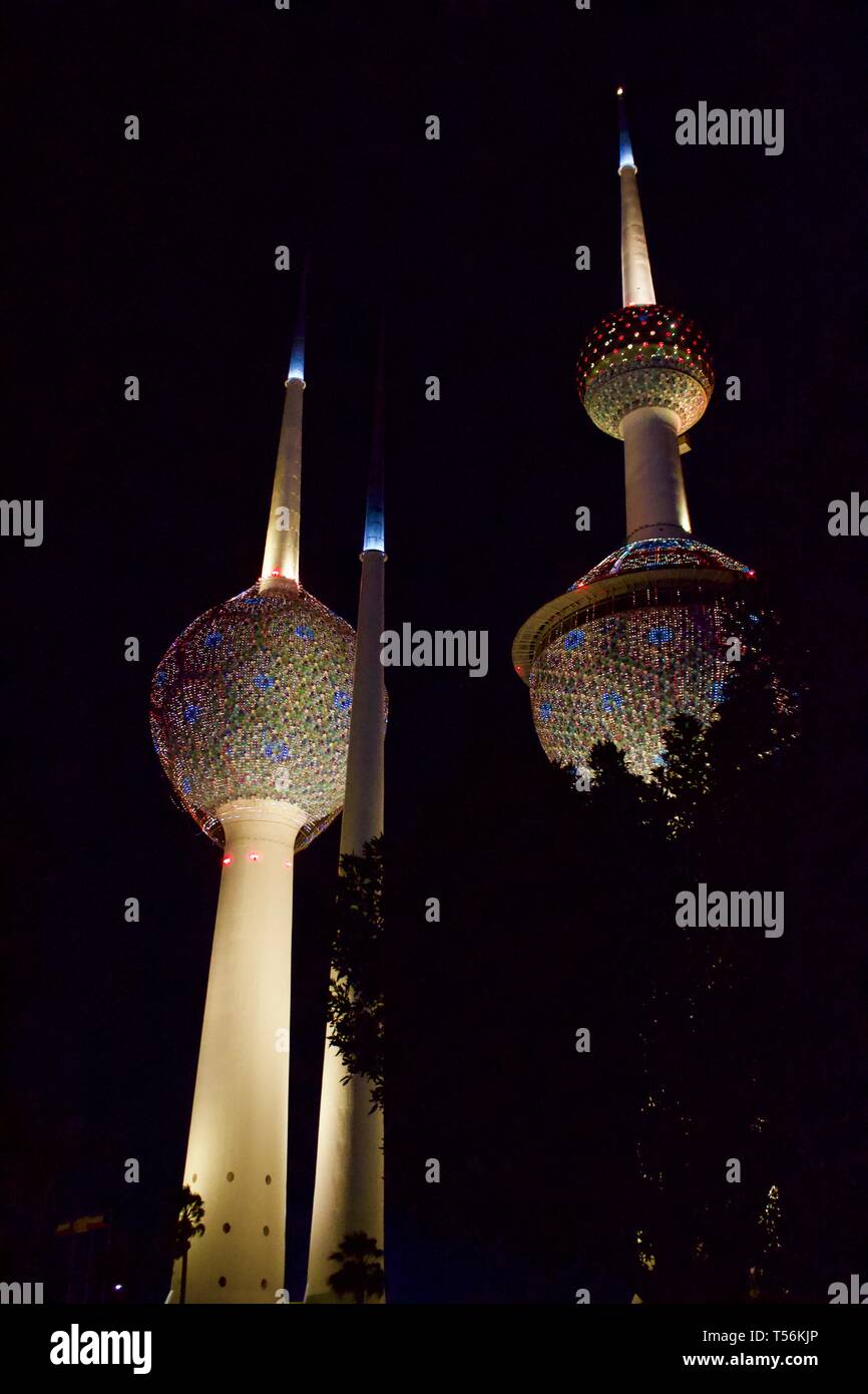 Kuwait torre faro e vista mare Foto Stock