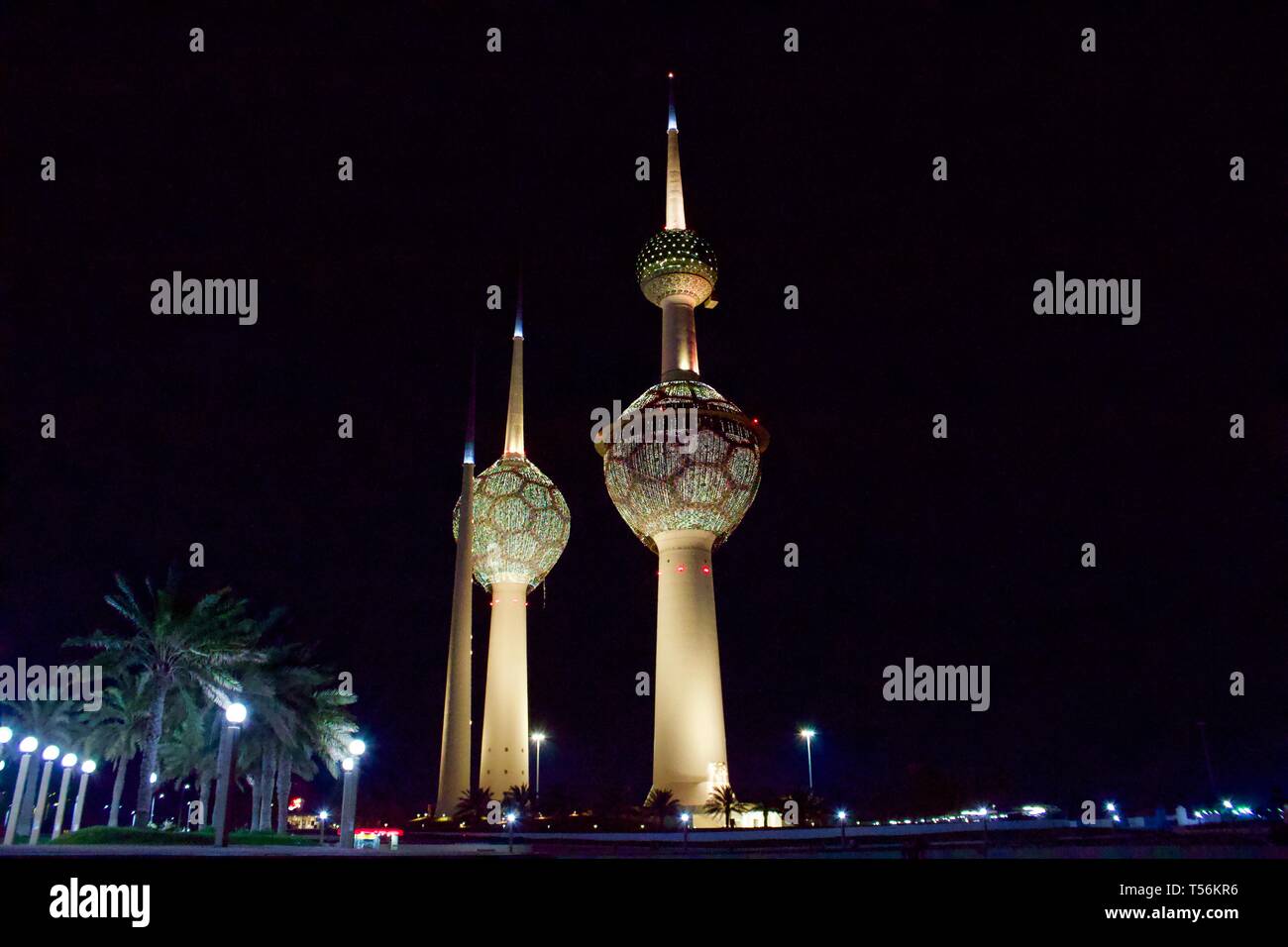 Kuwait torre faro e vista mare Foto Stock