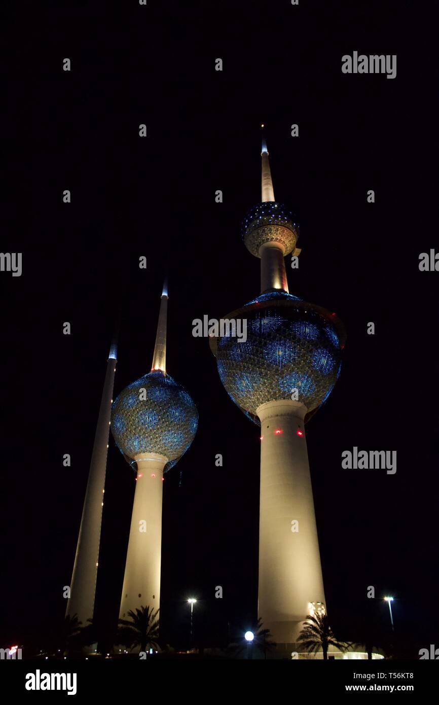 Kuwait torre faro e vista mare Foto Stock