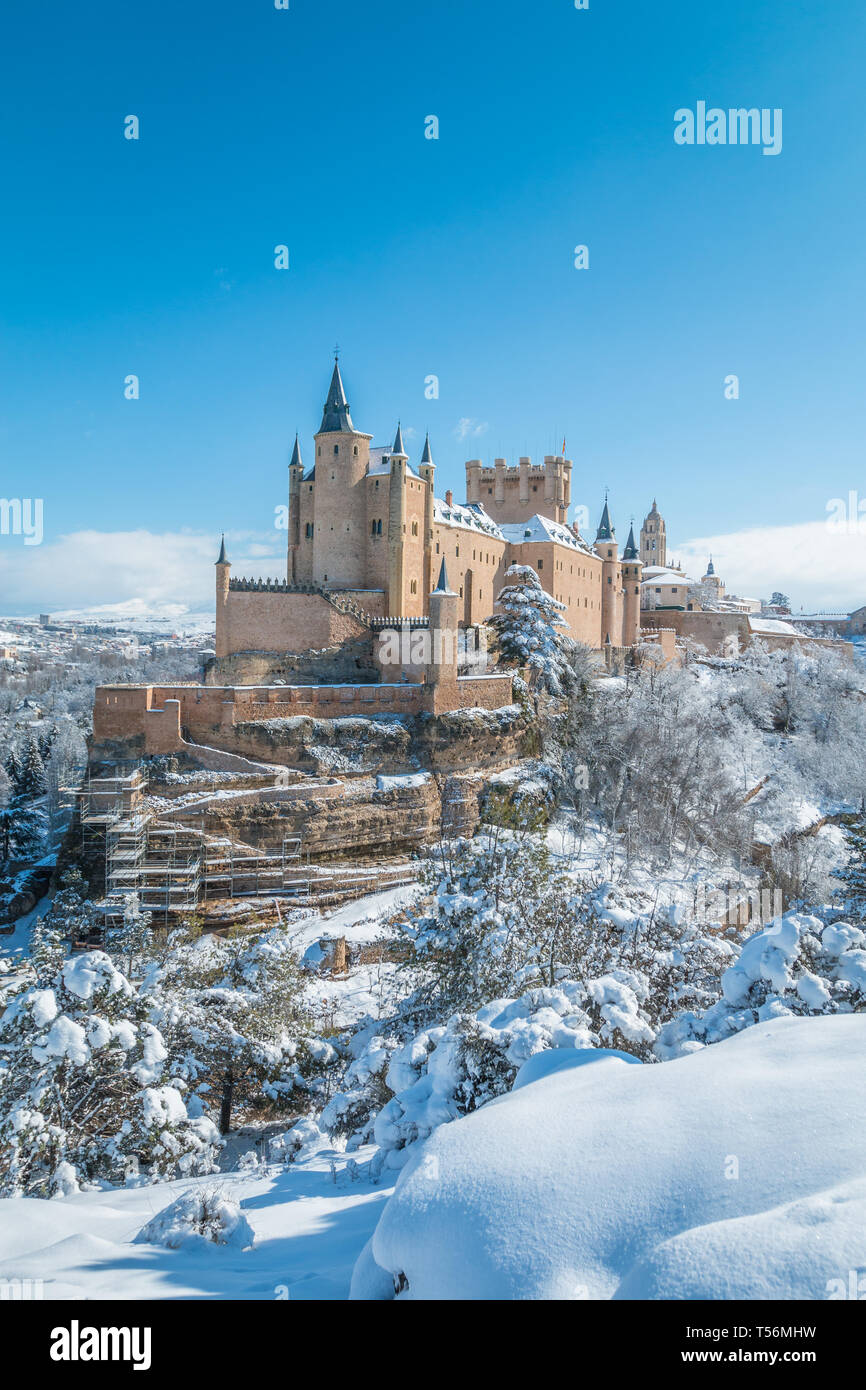 Il vecchio castello di Segovia in Spagna Foto Stock