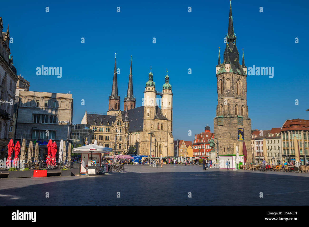 Vista panoramica di Halle Saale in Germania Foto Stock