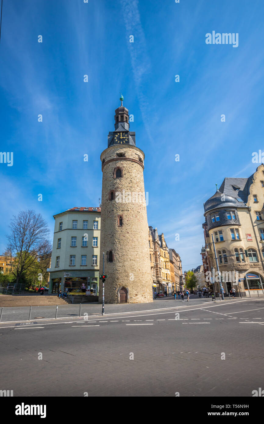 Torri di Halle Saale in Germania Foto Stock