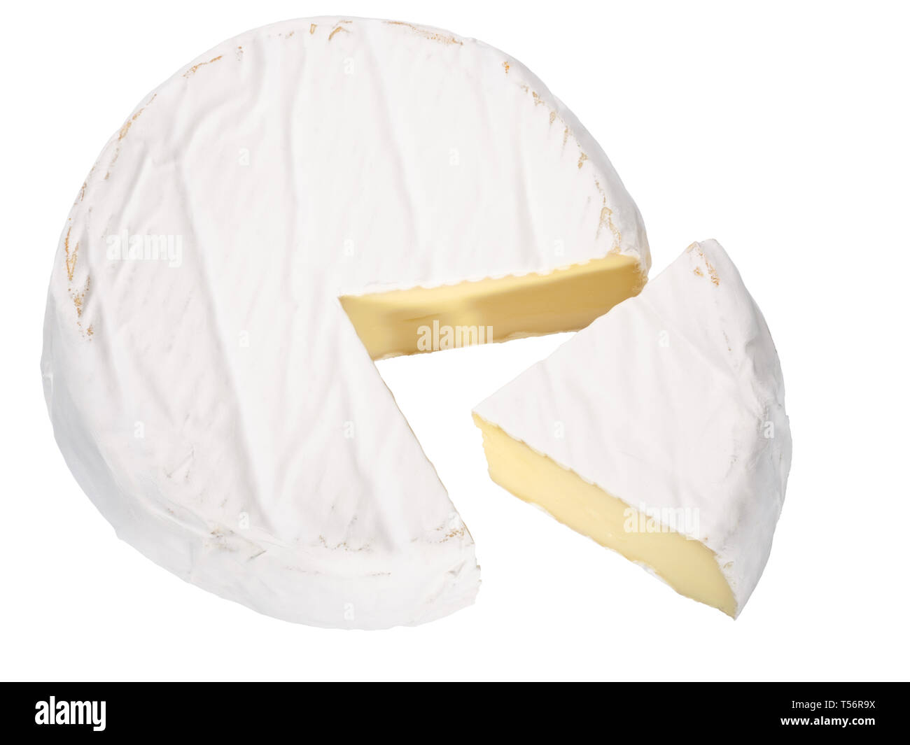 O Camembert Brie formaggi molli stagionati con muffa bianca, vista dall'alto Foto Stock