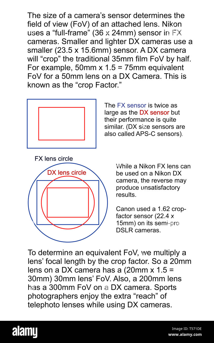 FX vs DX Full vs il sensore del prodotto Foto Stock