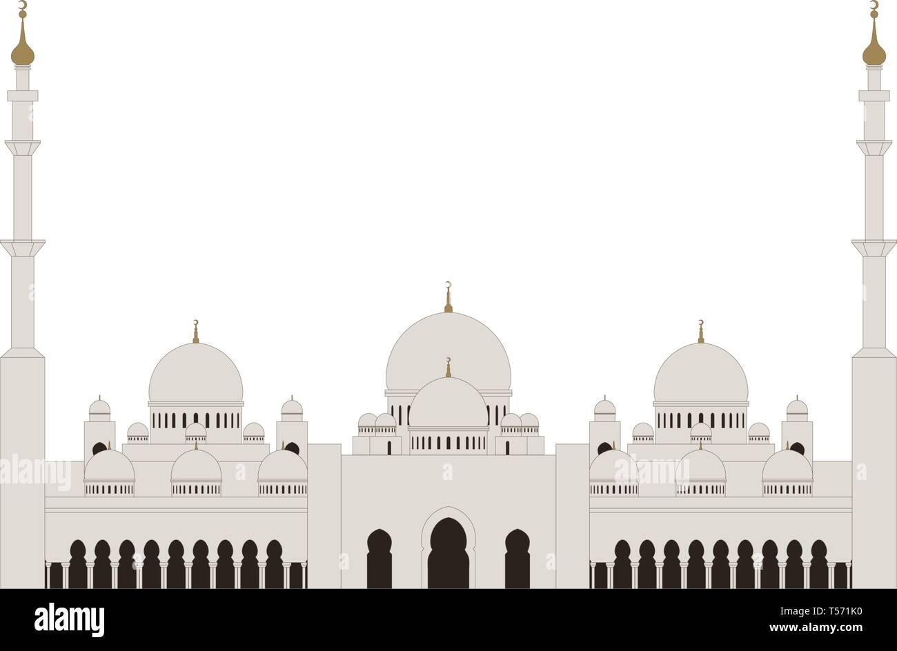 Uno stile piatto Sheikh Zayed grande moschea su sfondo bianco Illustrazione Vettoriale
