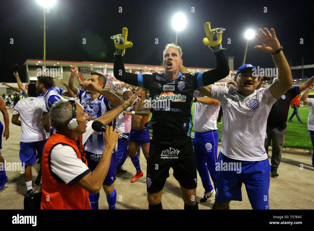 AL - Maceio - 04/21/2019 - Alagoano 2019, CRB x CSA - Player João Carlos del CSA festeggia il titolo contro CRB presso il re Pele Stadium per stato di campionato 2019. Foto: Itawi Albuquerque / AGIF Foto Stock