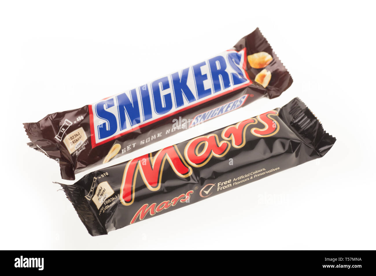 Mars e Snickers barrette di cioccolato Foto Stock