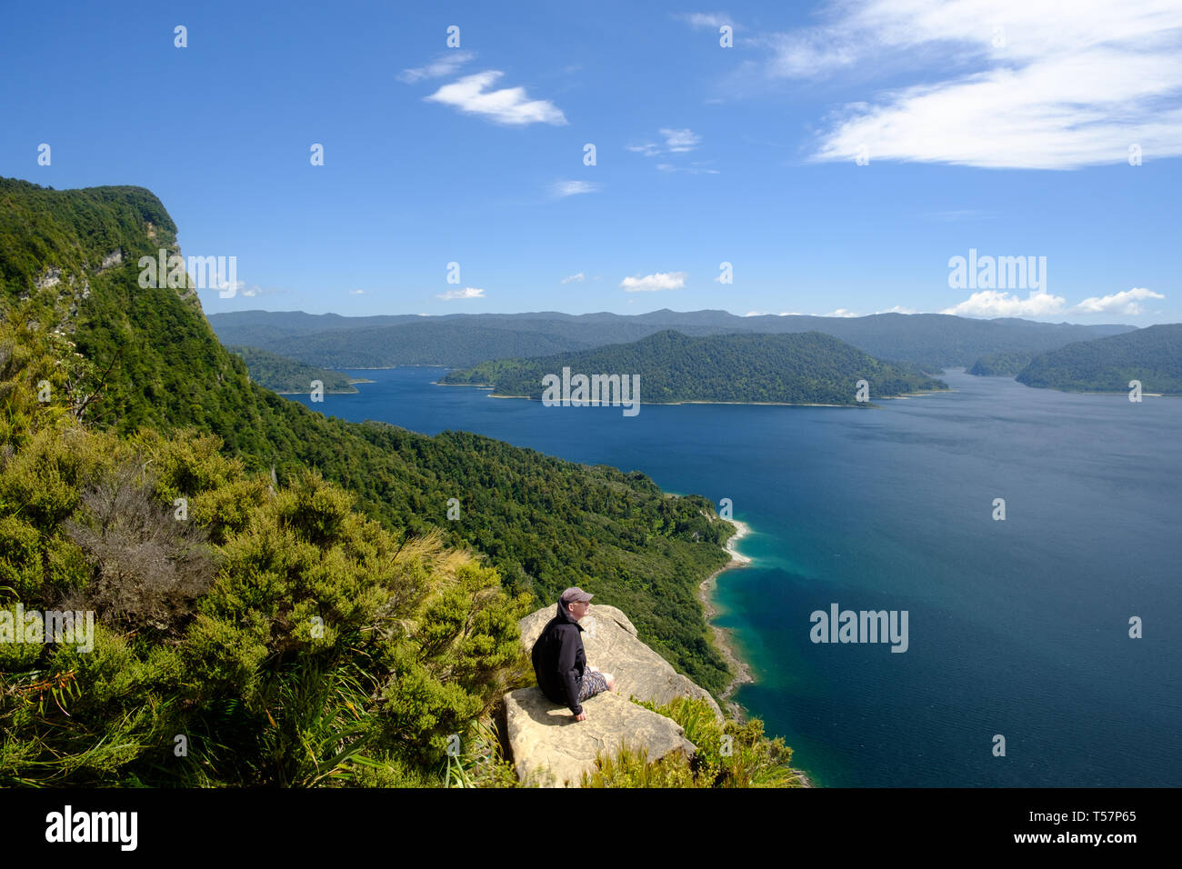 Vista dal lago Waikaremoana passeggiata grande n Te Urewera, Hawkes Bay Regione, Isola del nord, Nuova Zelanda Foto Stock