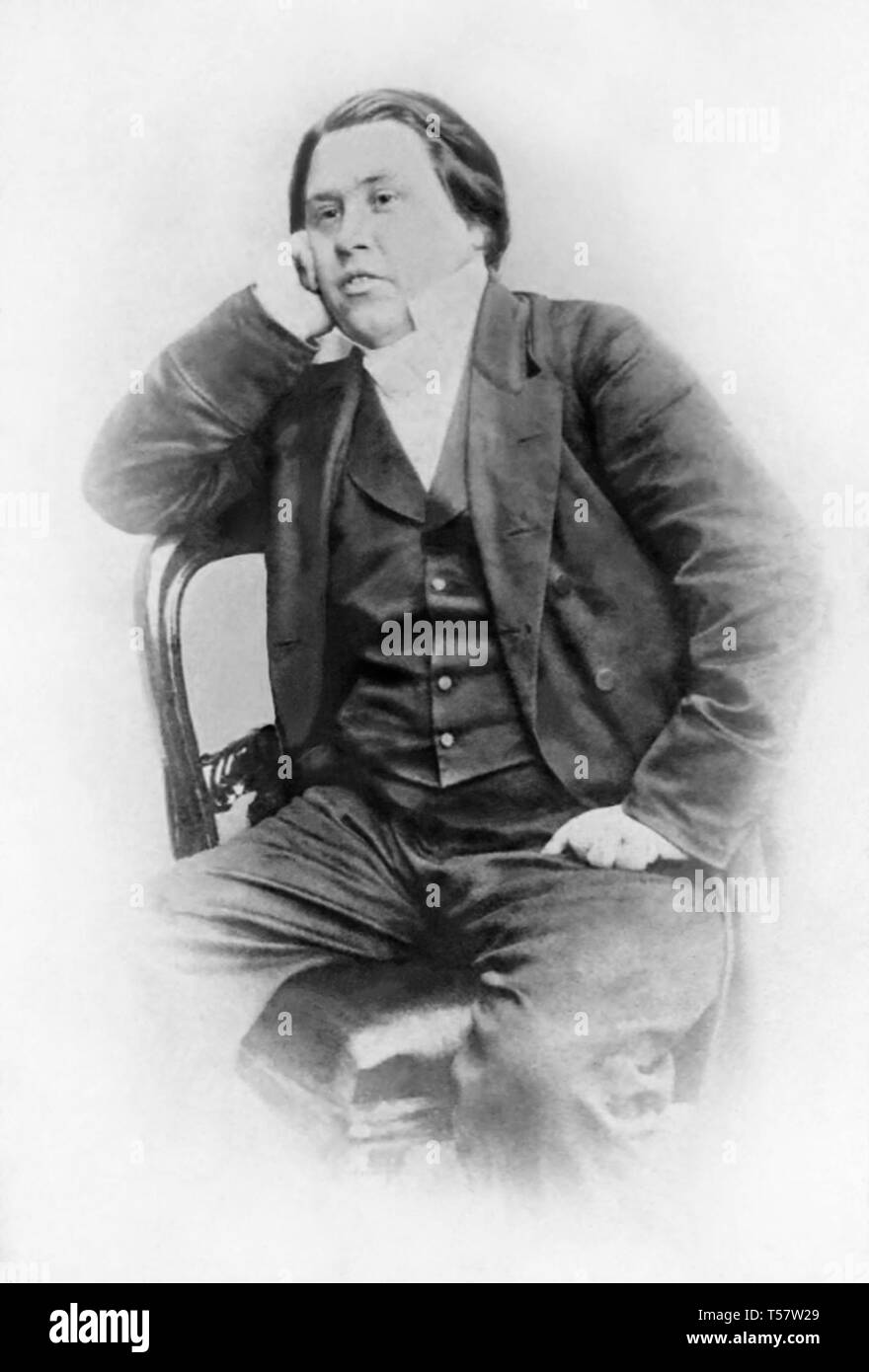 Inizio ritratto di Charles Haddon (C.H.) Spurgeon, inglese predicatore battista noto come il Principe dei predicatori' in quest'ultimo del XIX secolo. (Foto di W. & D. Downey, 1864). Foto Stock