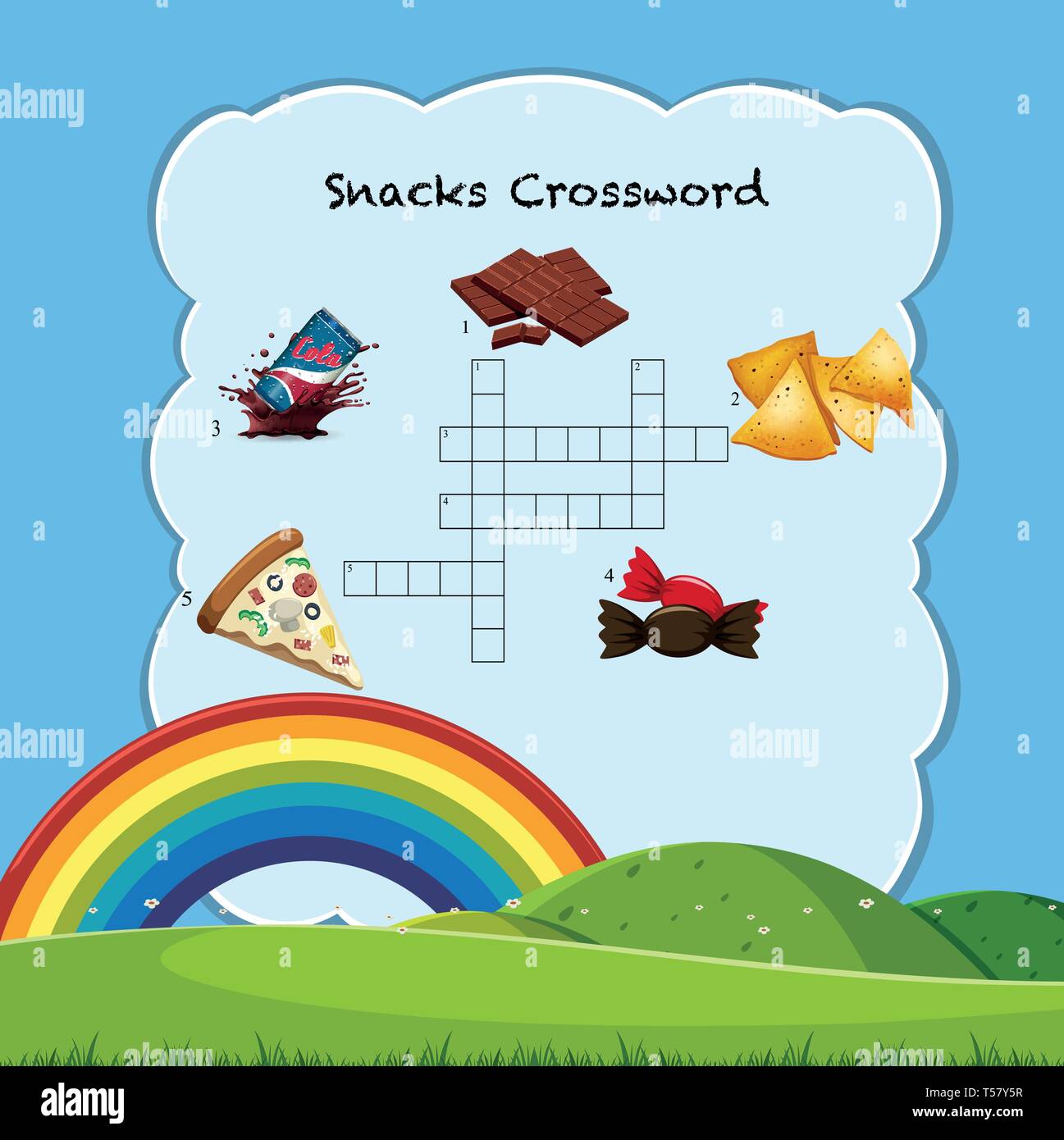 Snack crossword gioco illustrazione del modello Illustrazione Vettoriale