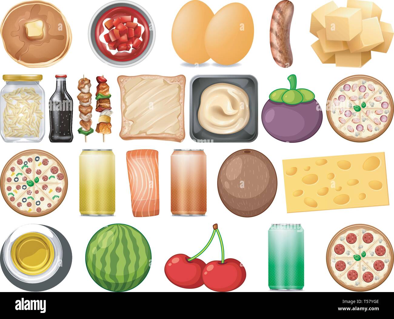 Set di cibo sano e illustrazione Illustrazione Vettoriale