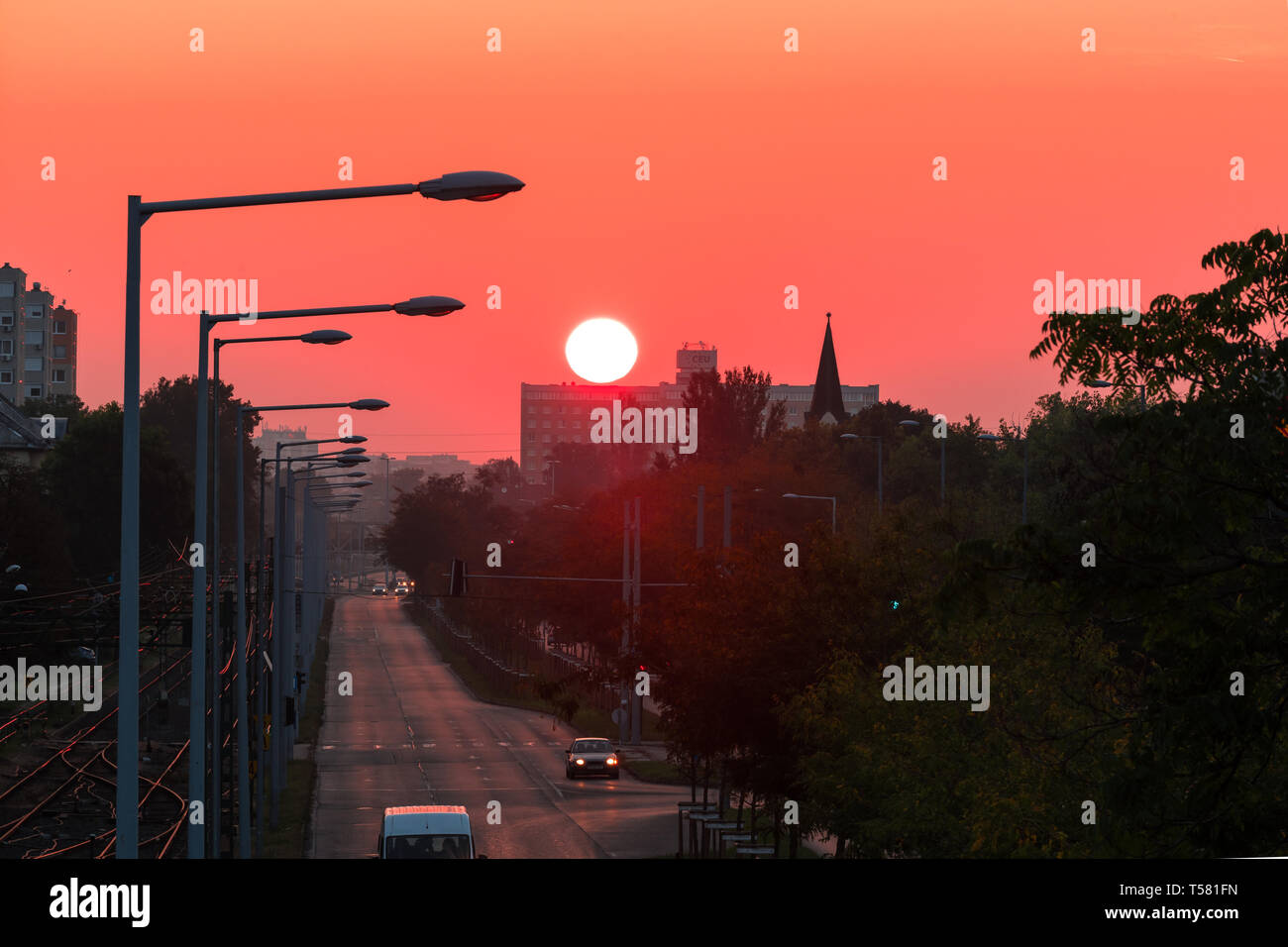 Rising Sun a Budapest Foto Stock