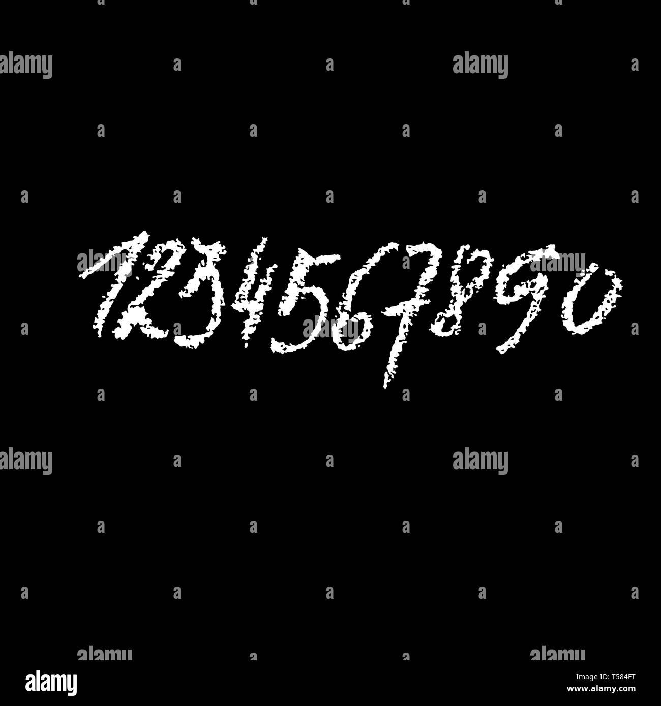 Chalk i numeri di trama. Grunge cifre sulla lavagna. La calligrafia del vettore illustrazione. Illustrazione Vettoriale