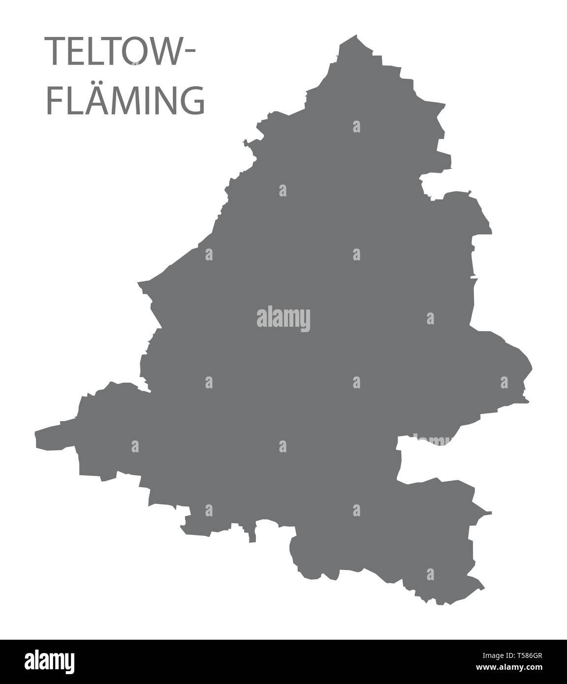 Teltow-Flaeming gray county map di Brandenburg Germania Illustrazione Vettoriale