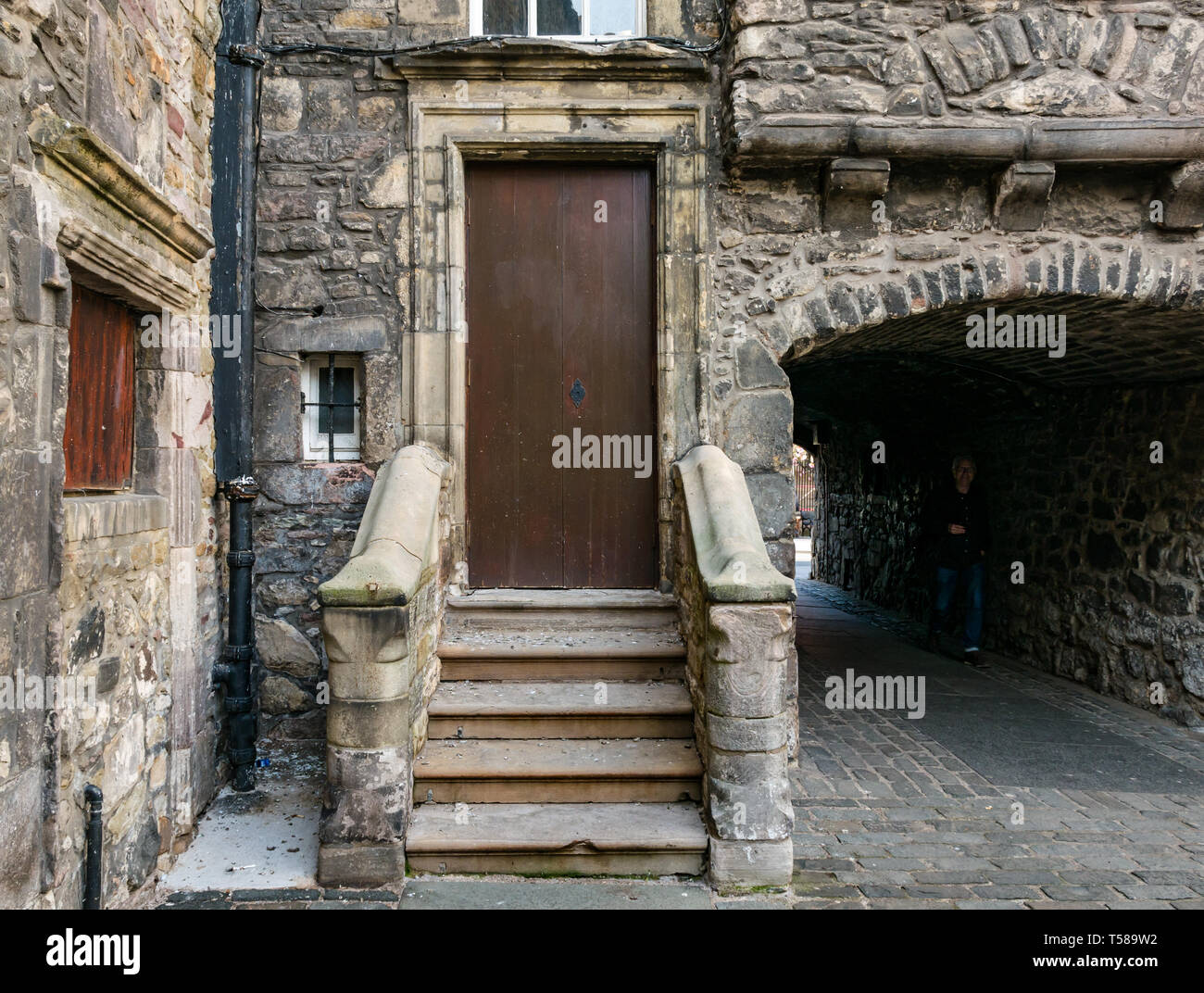 Film Outlander ubicazione, Bakehouse vicino, Royal Mile di Edimburgo, Scozia, Regno Unito Foto Stock