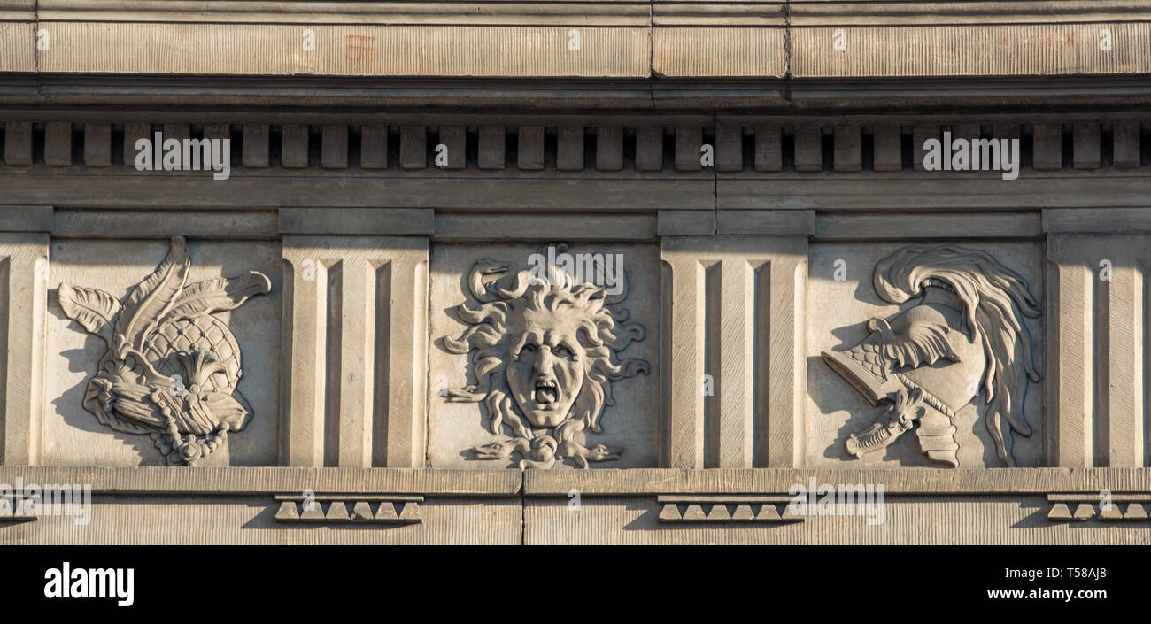 Pietra Lavorata in rilievo decorazione del Palazzo Reale di Stoccolma Foto Stock