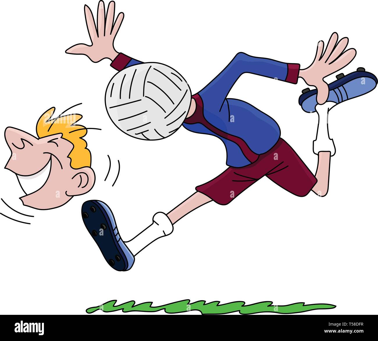 L'uomo pensa nulla ma il calcio cartoon illustrazione vettoriale Illustrazione Vettoriale