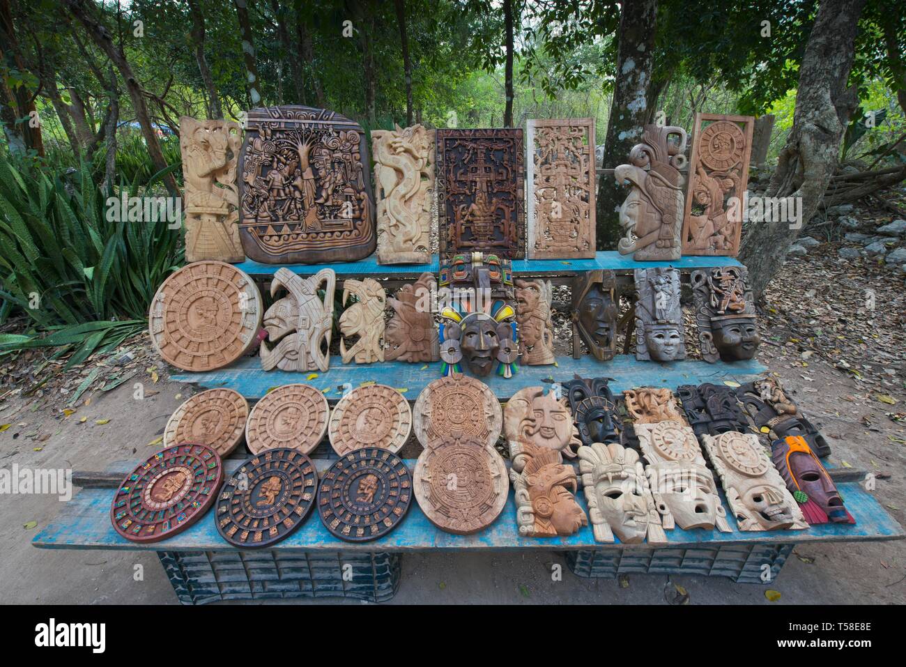 Negozio di souvenir, arte Maya, Yucatan, Messico Foto Stock