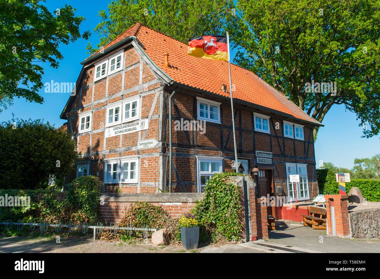 Terra di confine museo Schnackenburg, ex confine tedesco-tedesco, Schnackenburg, Bassa Sassonia, Germania Foto Stock