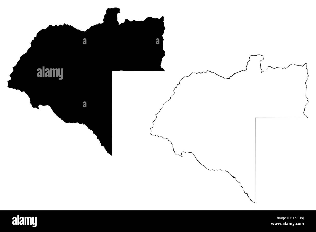 Nella provincia di Moxico (province di Angola, Repubblica di Angola) mappa illustrazione vettoriale, scribble schizzo Moshiko mappa Illustrazione Vettoriale