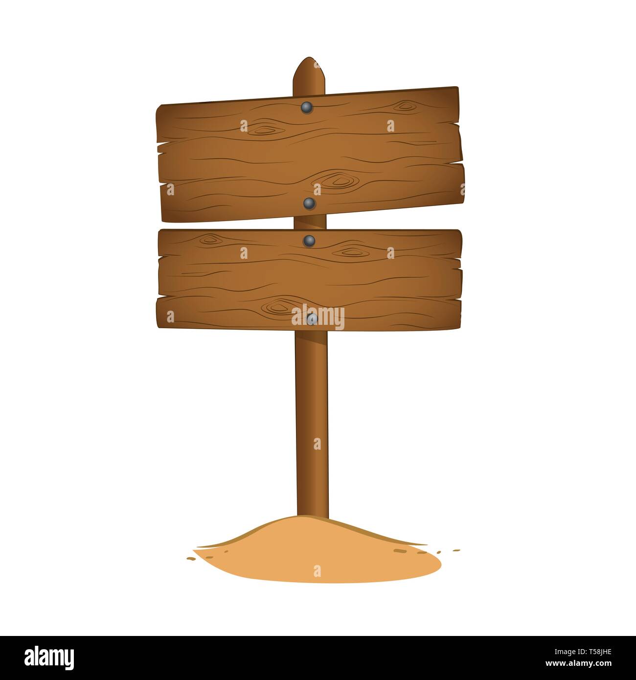 Cartello in legno nella sabbia con copia spazio per il vostro messaggio illustrazione vettoriale EPS10 Illustrazione Vettoriale