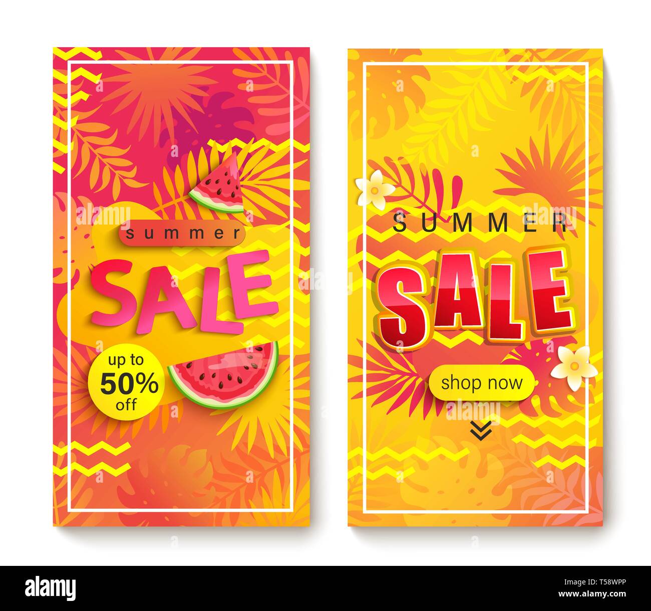 Set di estate verticale Vendita banner. Illustrazione Vettoriale