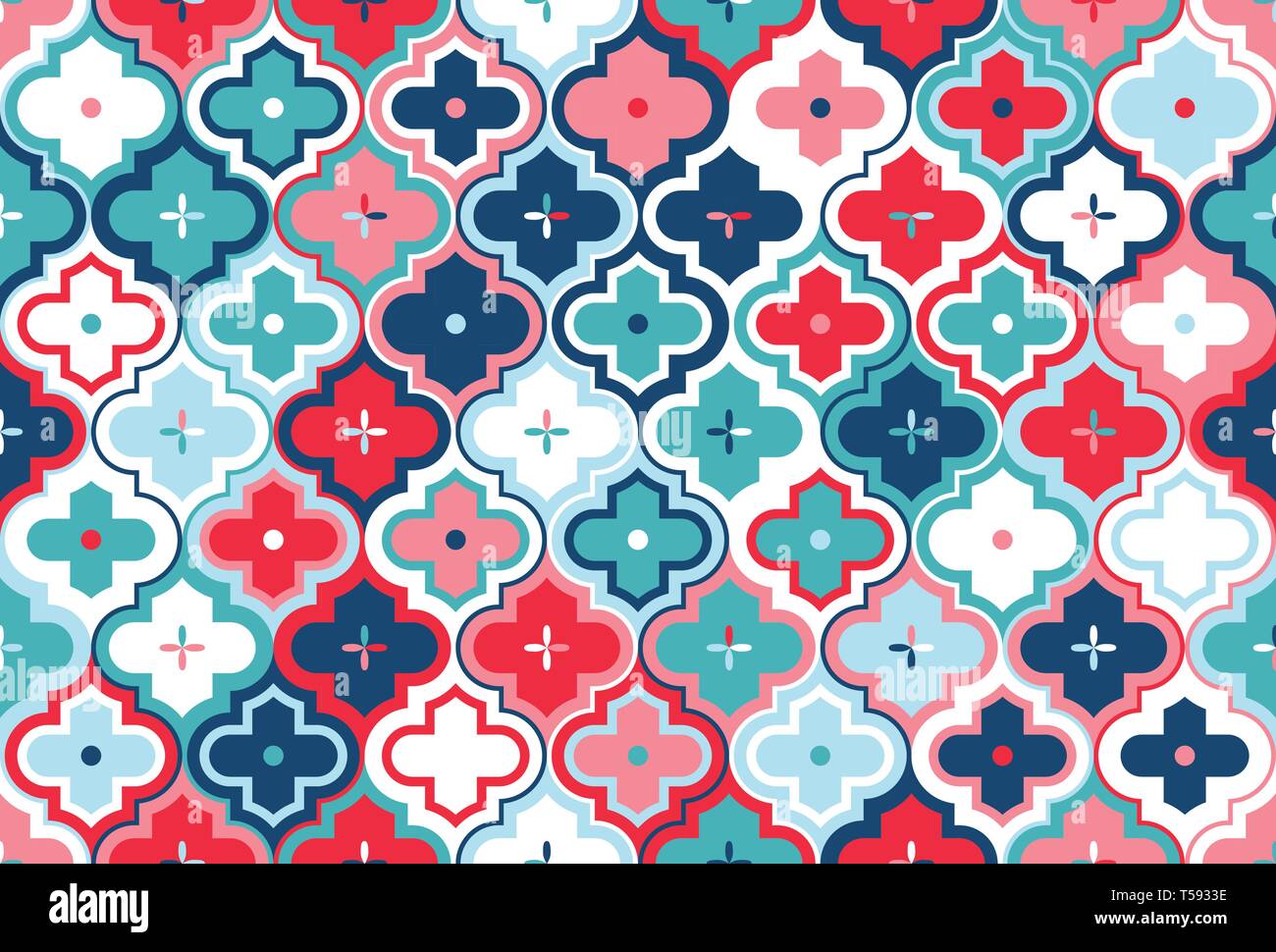 Quatrefoil marocchino Seamless Mosaico pattern vettore Ogee Illustrazione Vettoriale