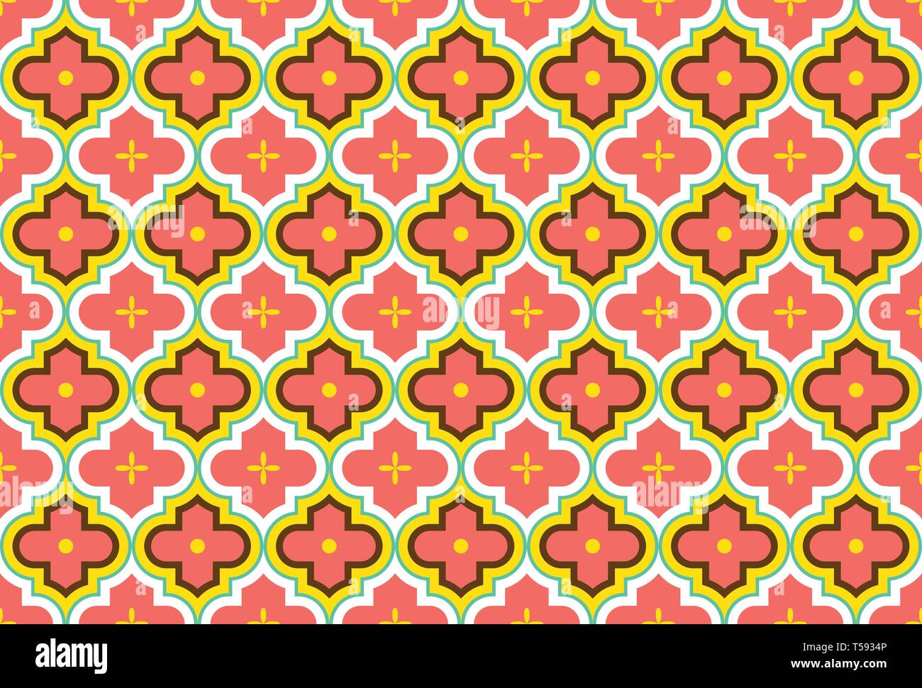 Quatrefoil marocchino Seamless Mosaico pattern vettore Ogee Illustrazione Vettoriale
