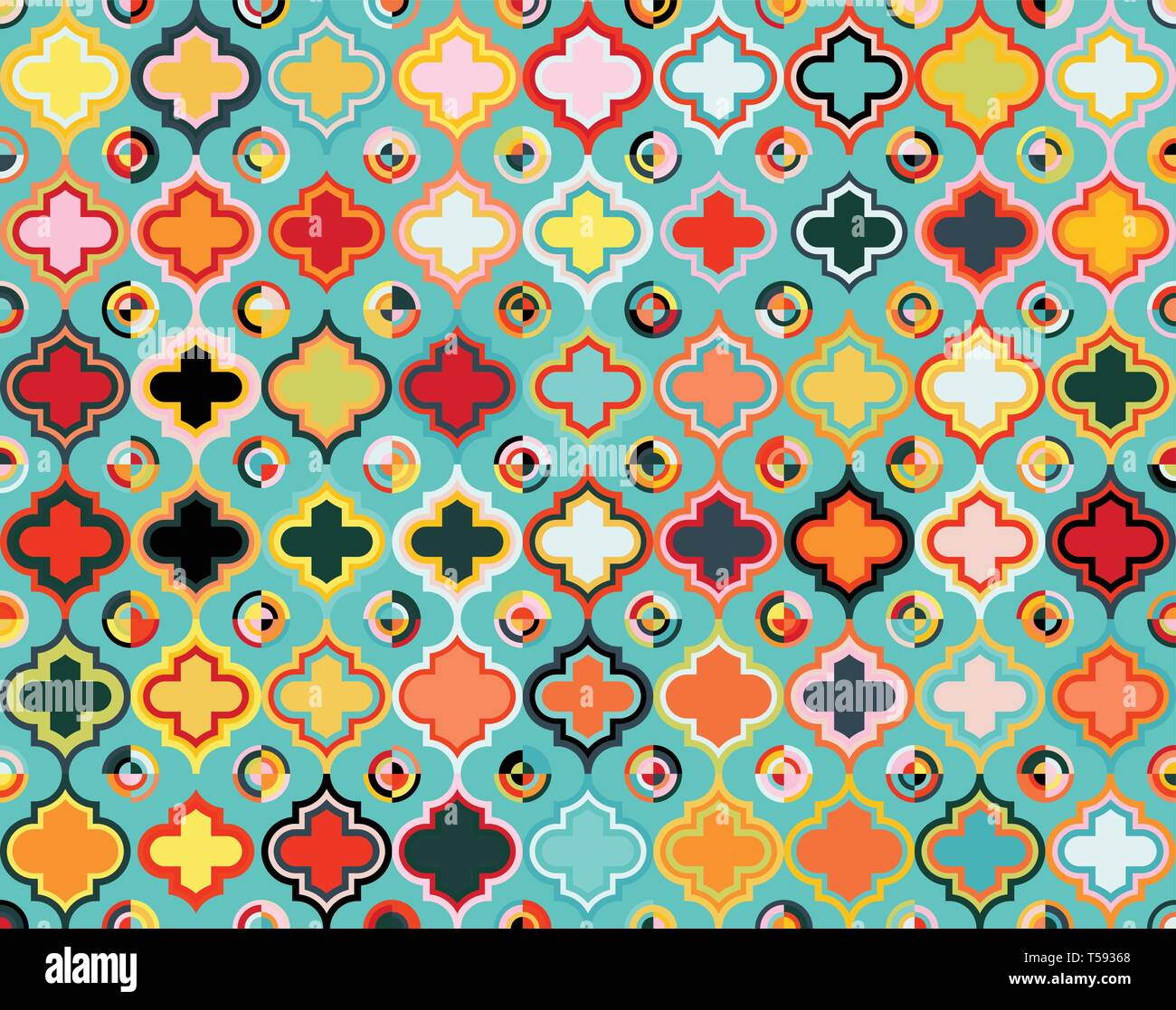 Quatrefoil marocchino Seamless Mosaico pattern vettore Ogee Illustrazione Vettoriale