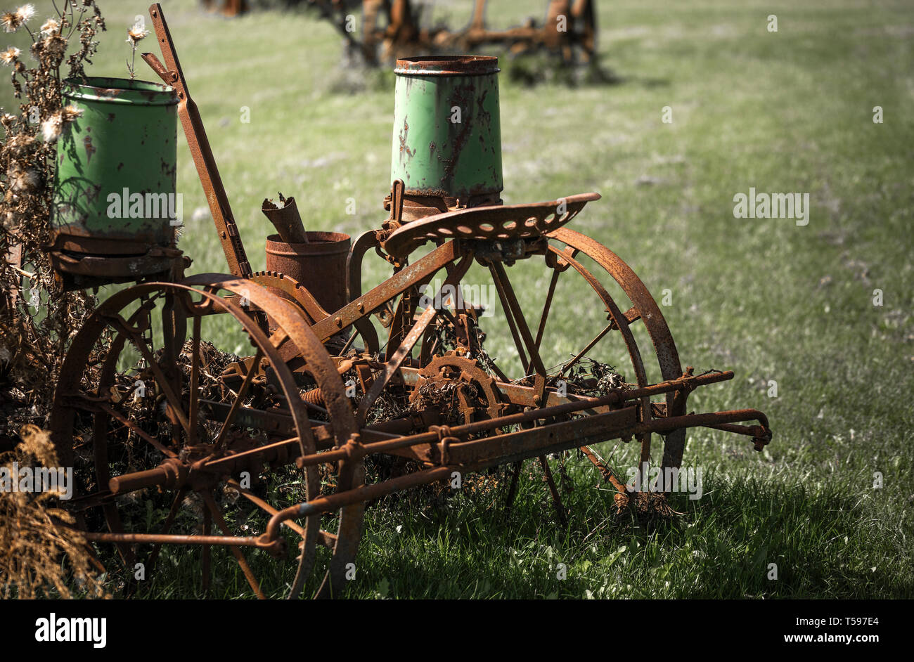 Antiche attrezzature di campo Foto Stock