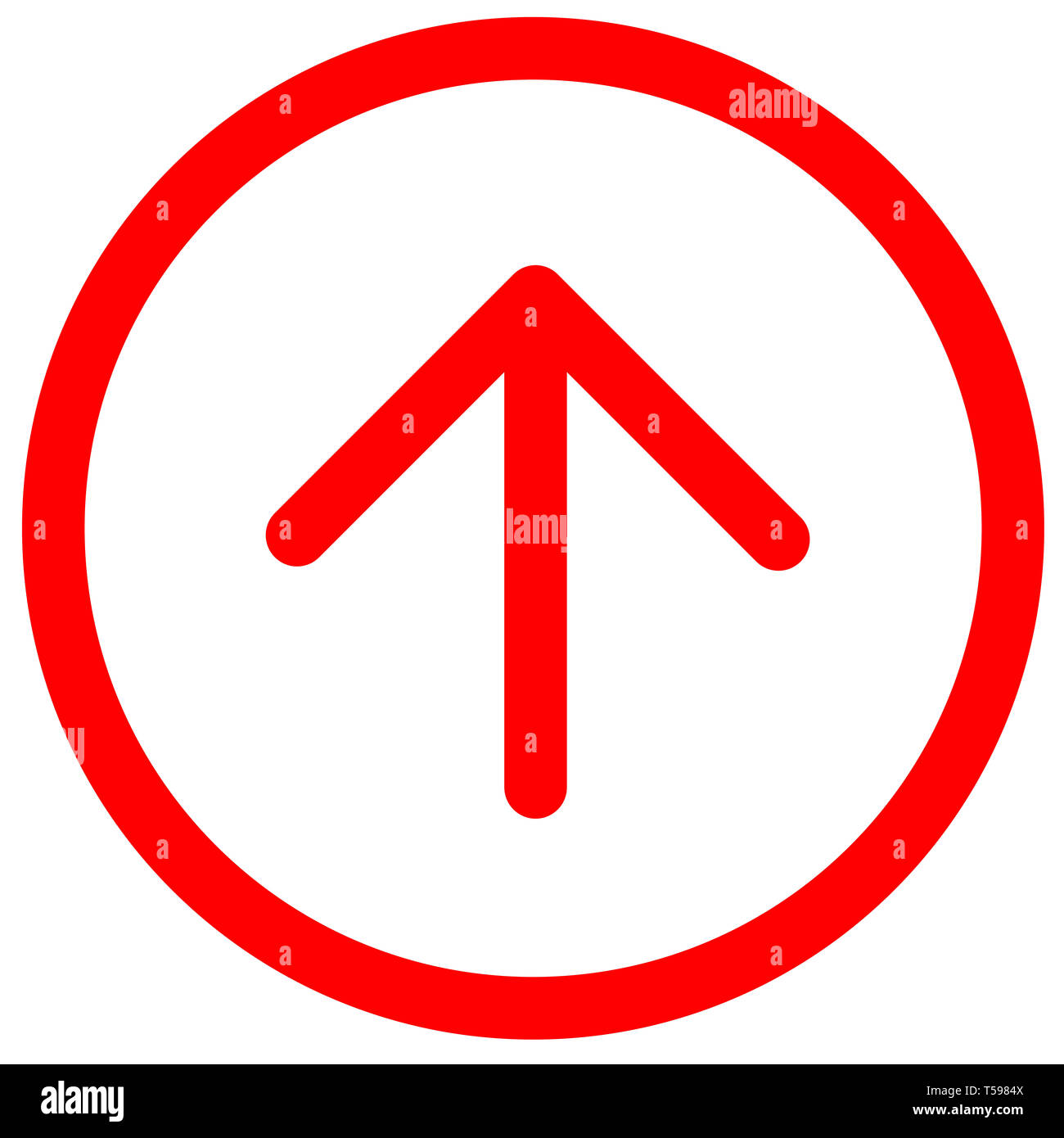 Freccia rossa rivolta verso l'alto in direzione del simbolo rosso. freccia  direzionale icona segno. Piatta