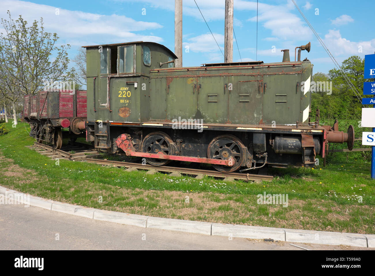 Rotherwas, Hereford, Regno Unito ex esercito locomotiva derivatore numero 220 è stato costruito da Andrew Barclay Ltd nel 1941 per il reparto di guerra durante il WW2 Foto Stock