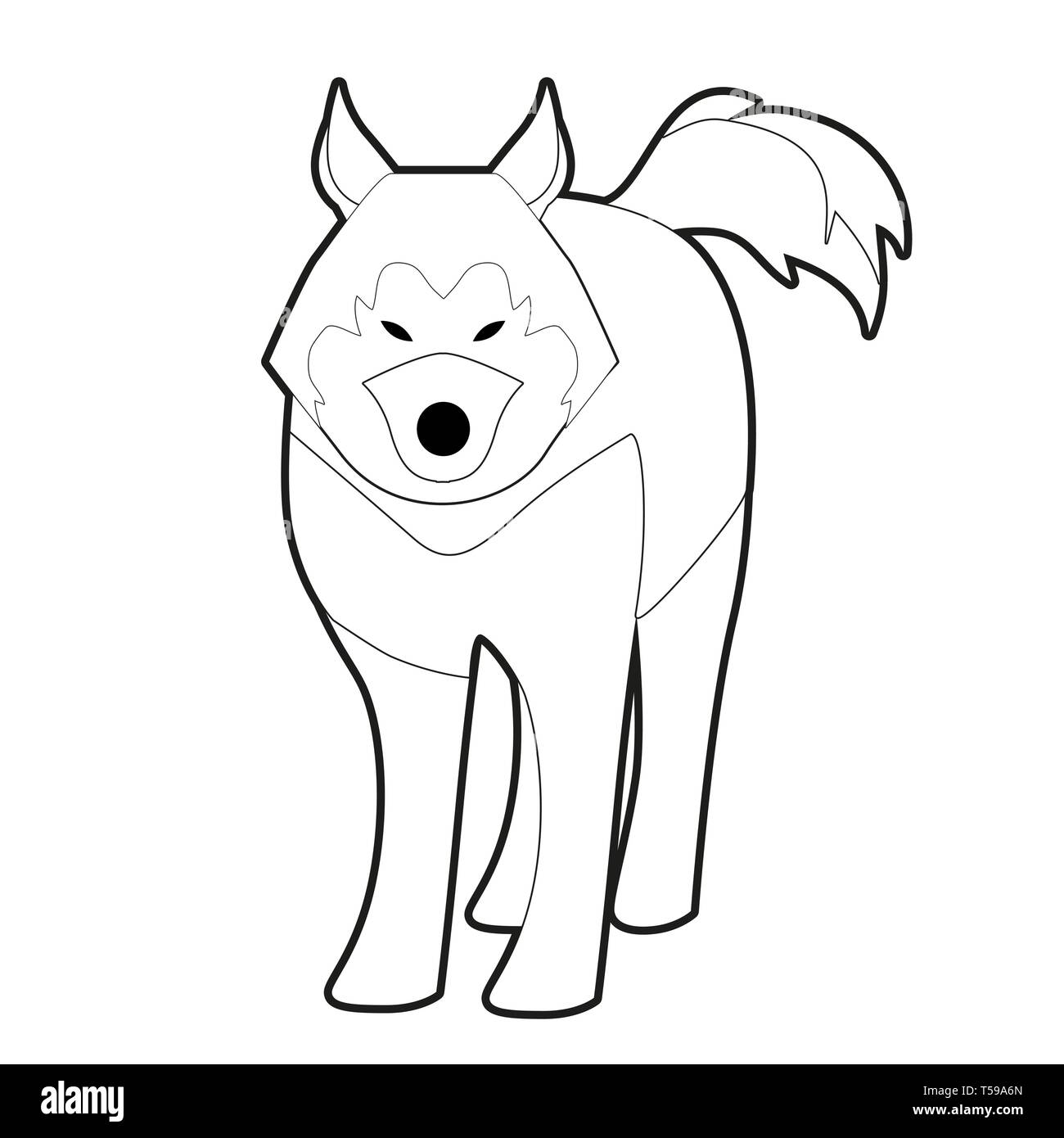 Sled Dog husky di razza polare stile cartoon isolati su sfondo bianco Illustrazione Vettoriale