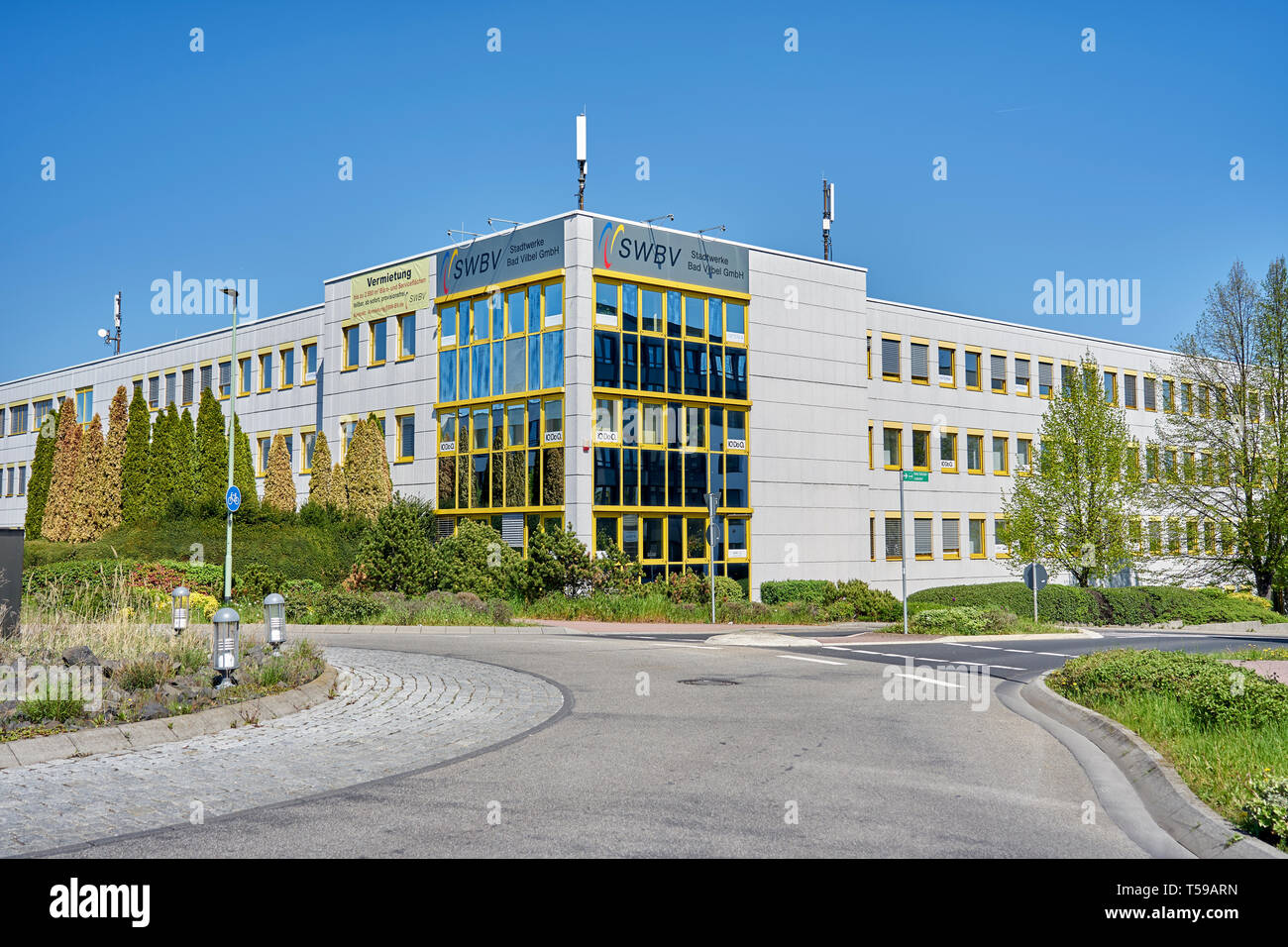 Sede della società di pubblica utilità Bad Vilbel nel distretto di Dortelweil Foto Stock