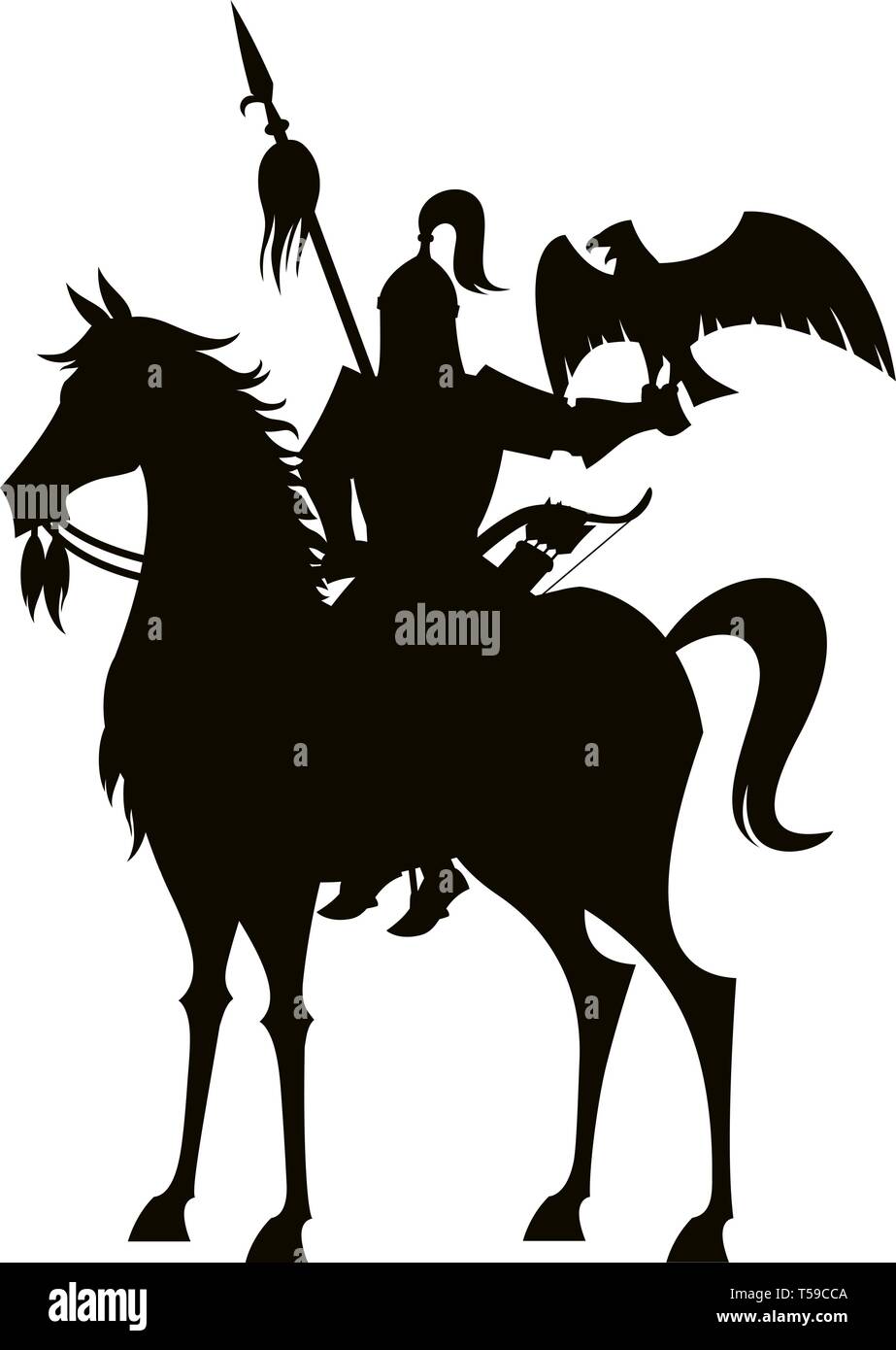 Il guerriero mongolo su bianco Illustrazione Vettoriale