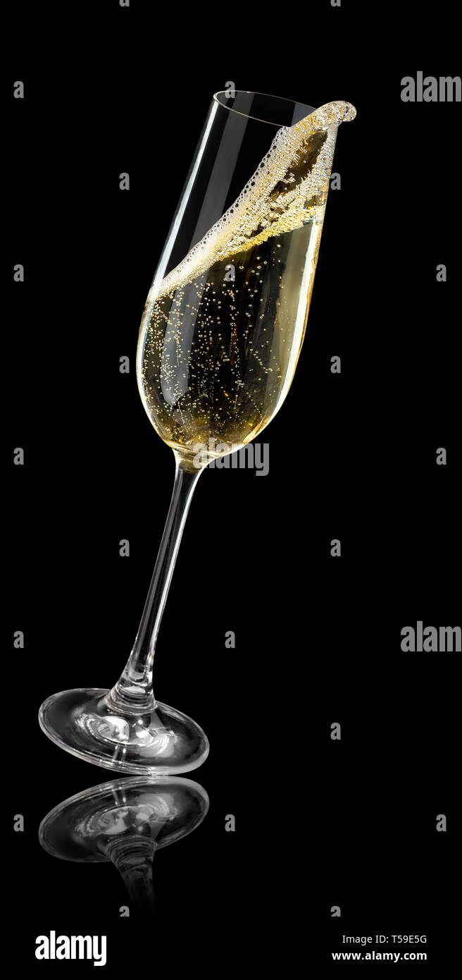 Bicchiere di champagne con splash Foto Stock