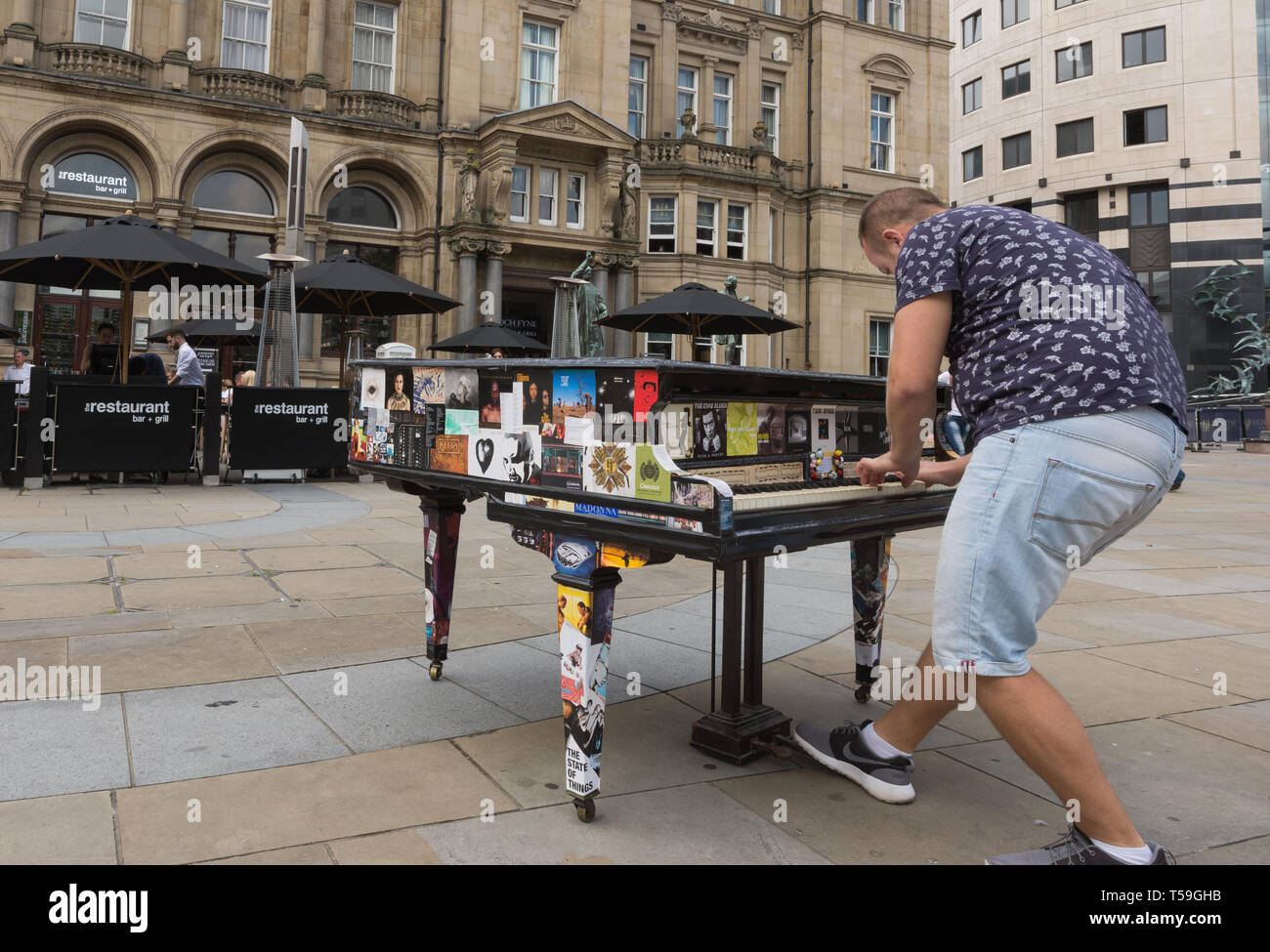 Leeds pianoforte trail, City Square, Leeds Foto Stock