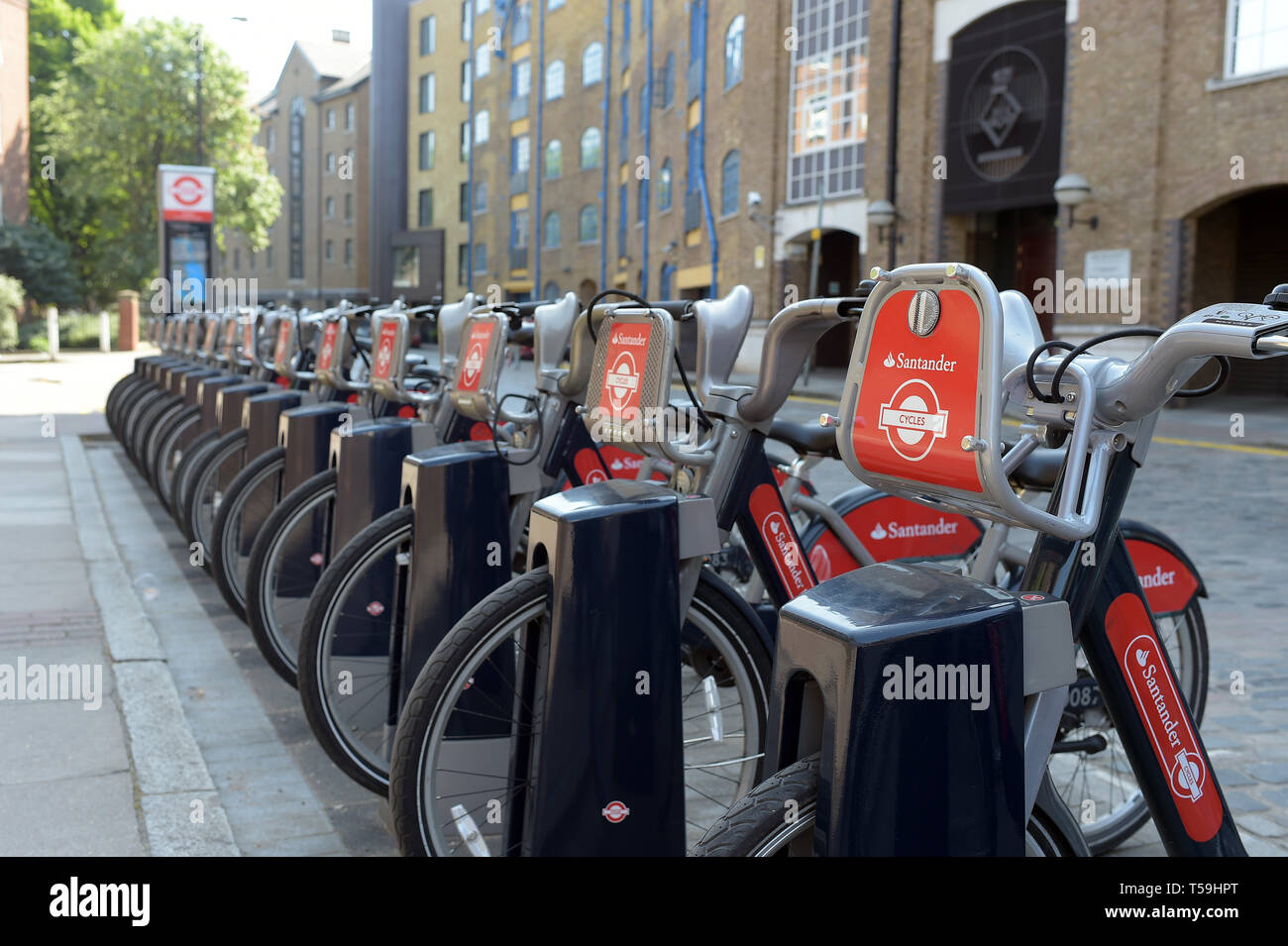 Santander Biciclette a Londra Foto Stock