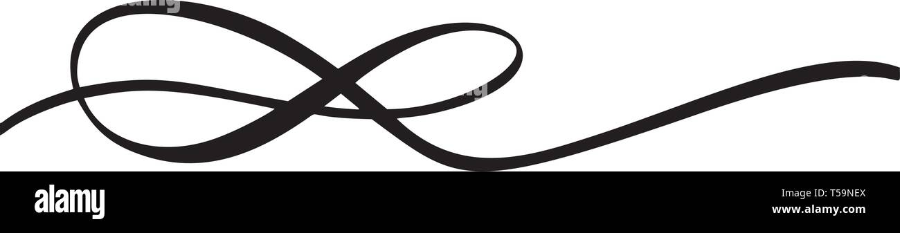 Infinito calligraphy illustrazione vettoriale simbolo. Eterna emblema illimitata. Nero nastro di Mobius silhouette. Moderno tratto di pennello. Ciclo di vita senza fine Illustrazione Vettoriale